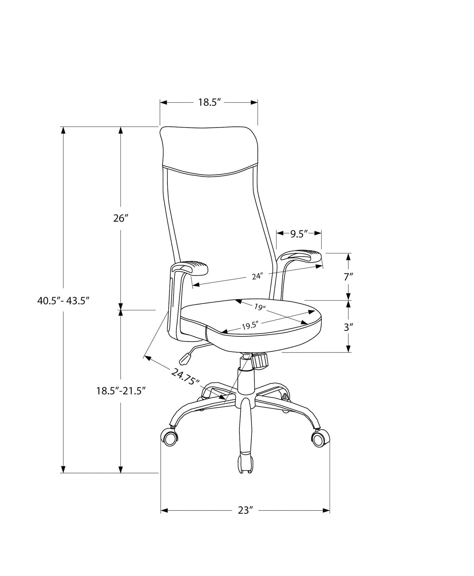 MN-237324    Office Chair, Adjustable Height, Swivel, Ergonomic, Armrests, Computer Desk, Office, Metal Base, Fabric, White, Grey, Contemporary, Modern