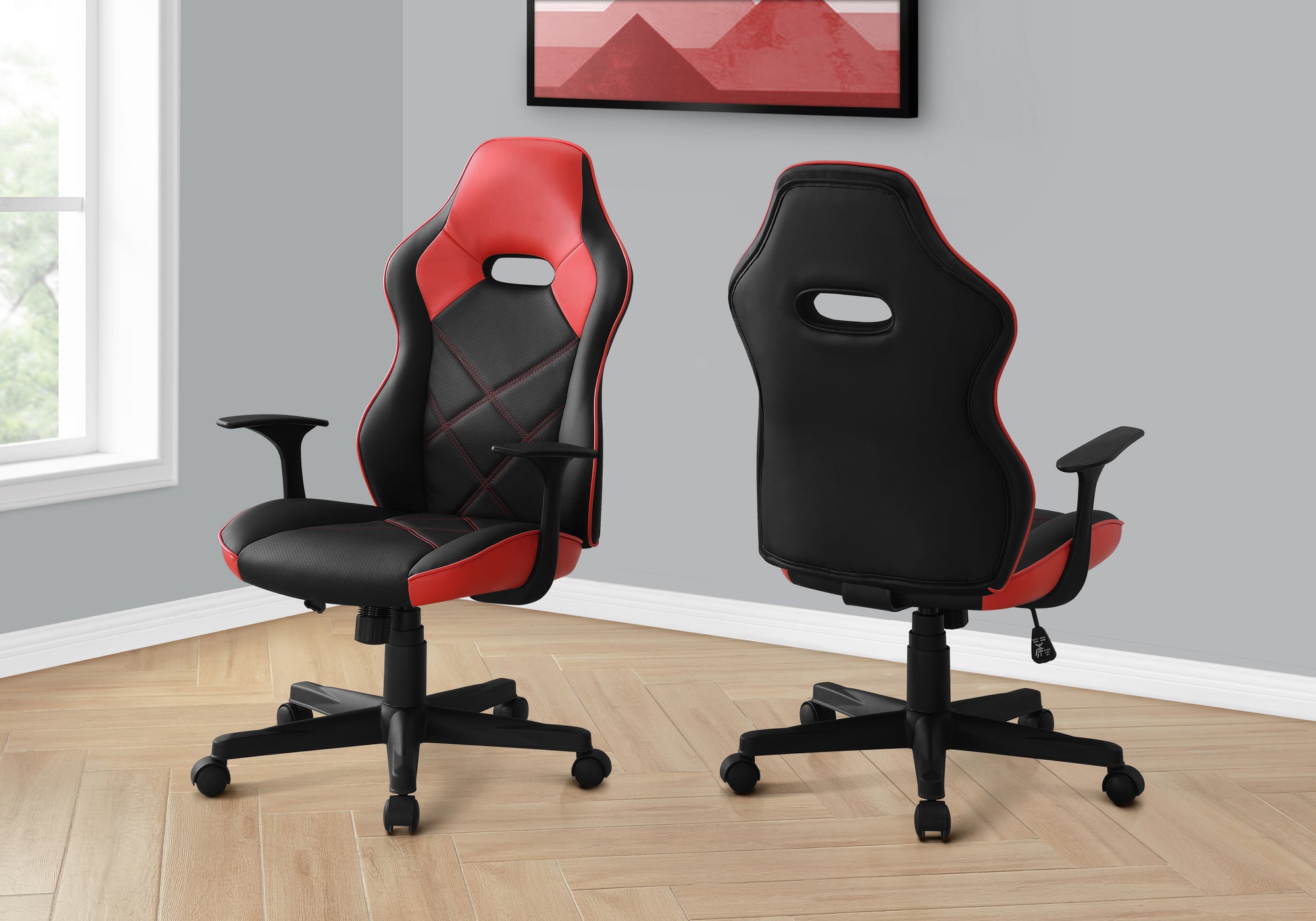 MN-267327    Office Chair - Gaming / Black / Red Leather-Look