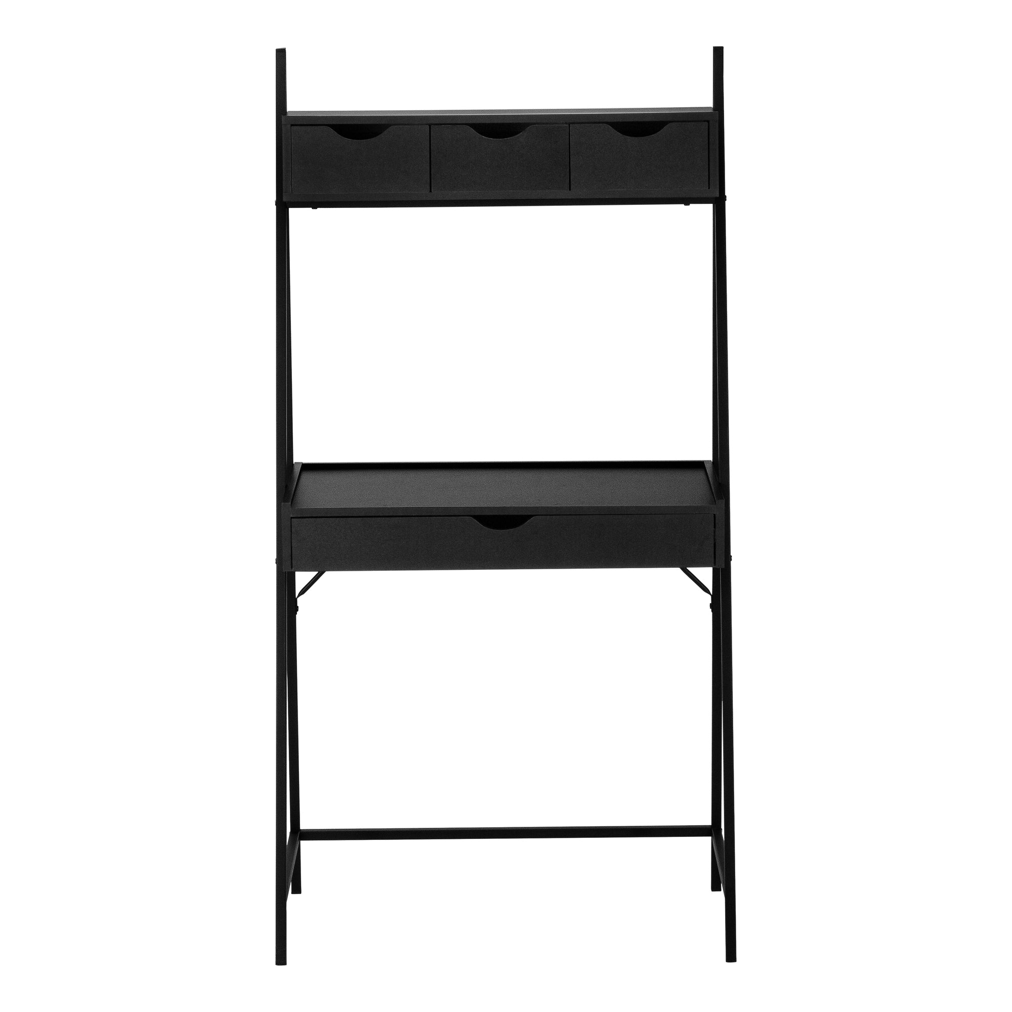 MN-297330    Computer Desk, Home Office, Laptop, Leaning, Storage Drawers, 32"L, Metal, Laminate, Black, Contemporary, Modern