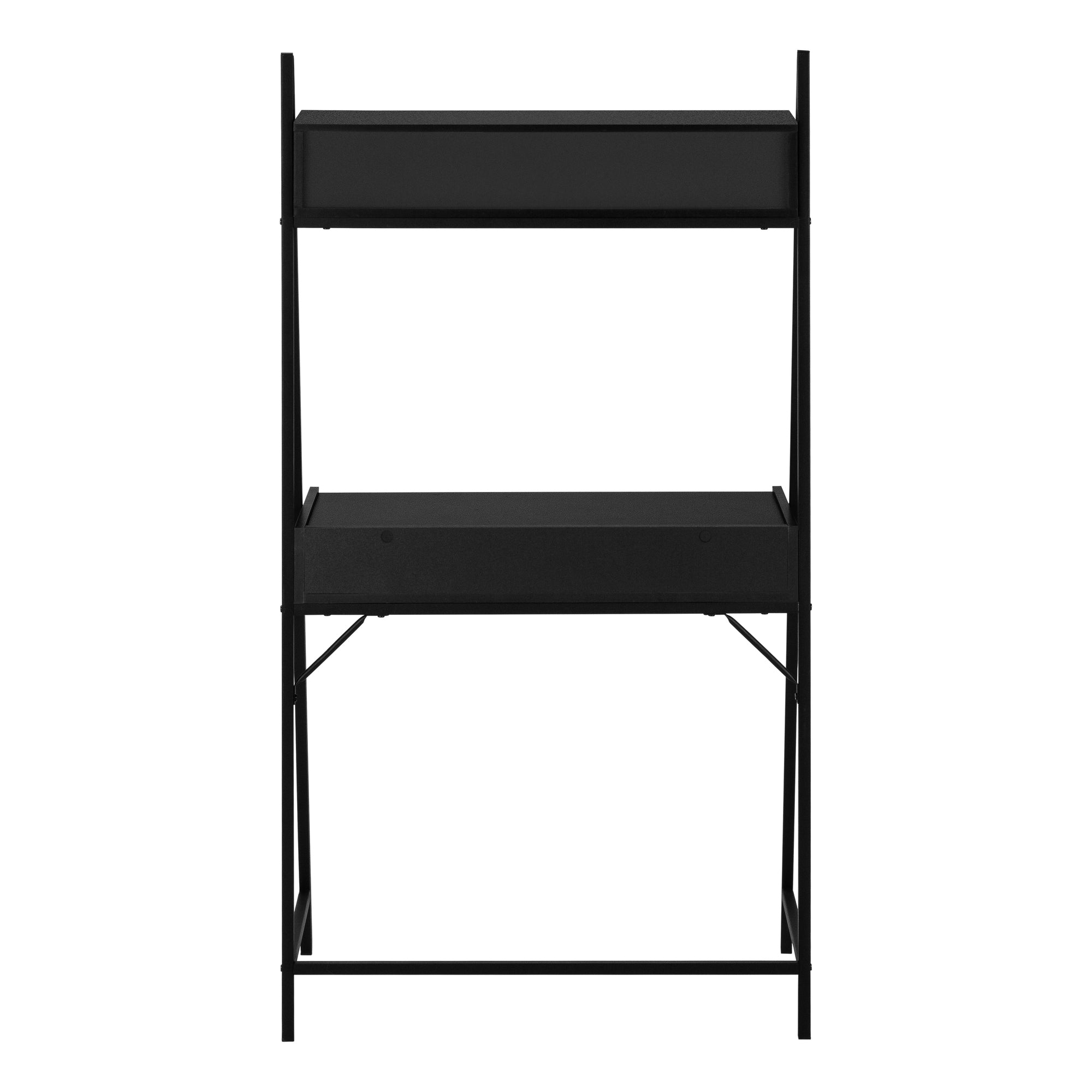 MN-297330    Computer Desk, Home Office, Laptop, Leaning, Storage Drawers, 32"L, Metal, Laminate, Black, Contemporary, Modern