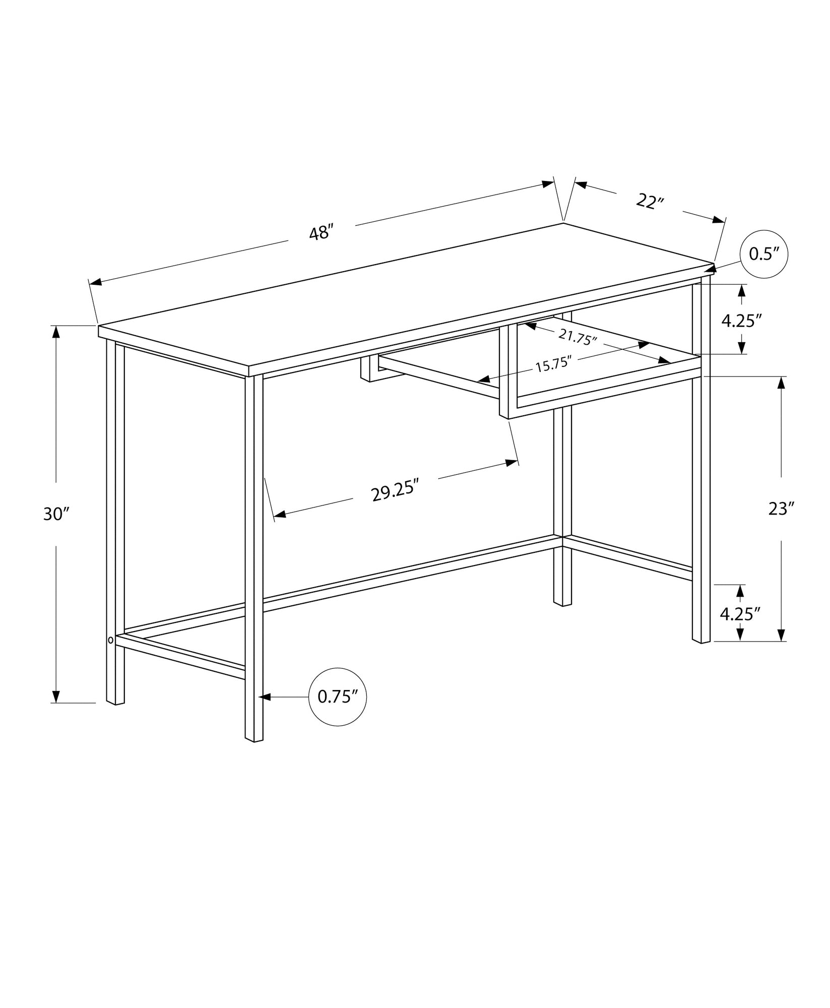 MN-477368    Computer Desk, Home Office, Laptop, 48"L, Metal, Laminate, White, Grey, Contemporary, Modern