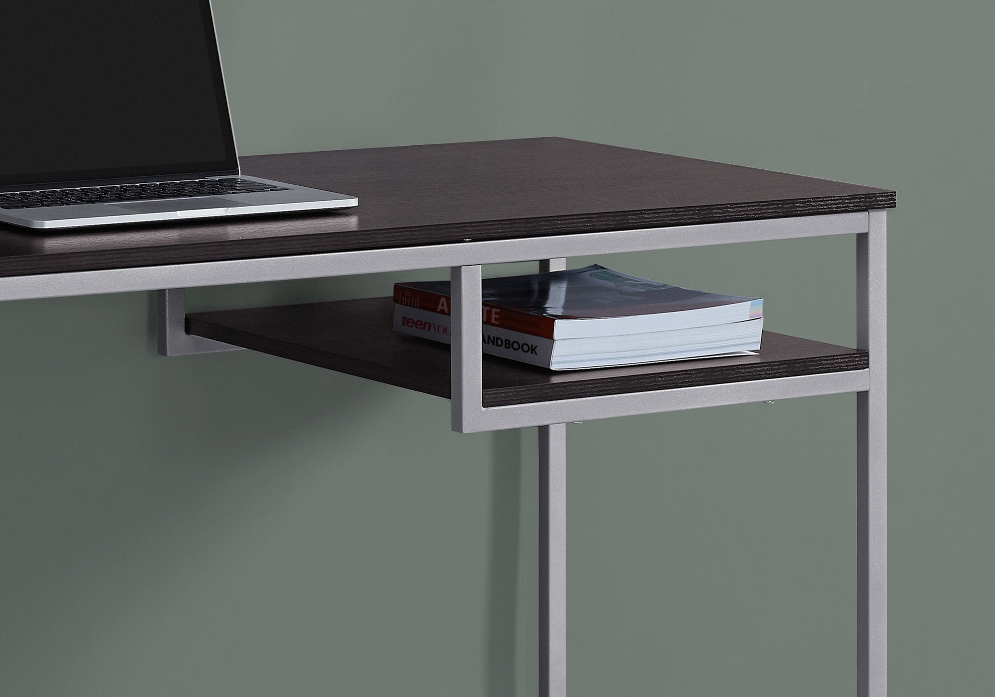 MN-487369    Computer Desk, Home Office, Laptop, 48"L, Metal, Laminate, Dark Brown, Silver, Contemporary, Modern