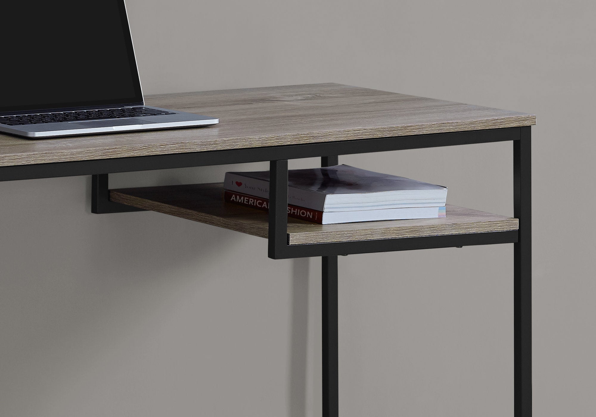 MN-497370    Computer Desk, Home Office, Laptop, 48"L, Metal, Laminate, Dark Taupe, Black, Contemporary, Modern