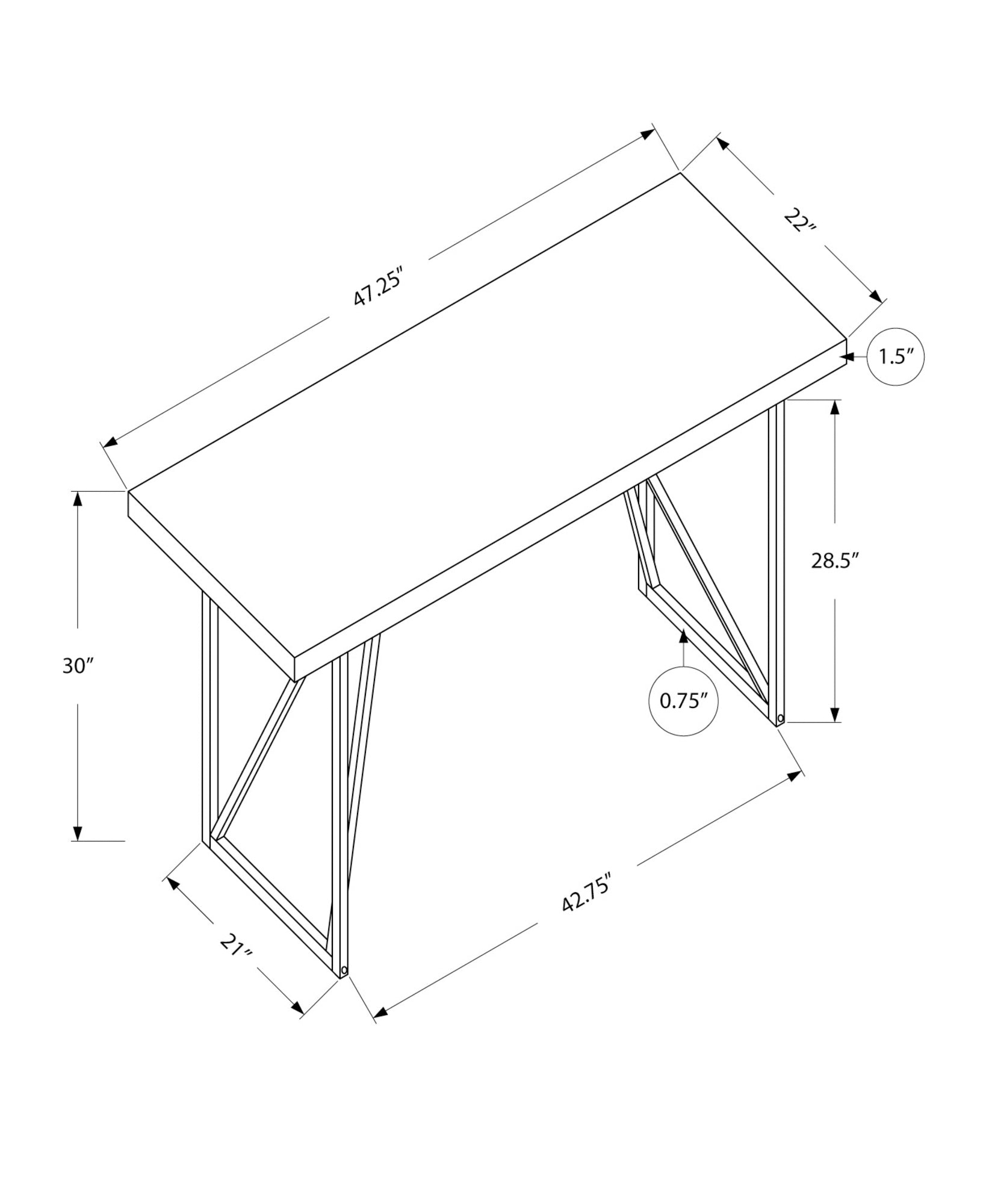 MN-537376    Computer Desk, Home Office, Laptop, 48"L, Metal, Laminate, White, White, Contemporary, Modern