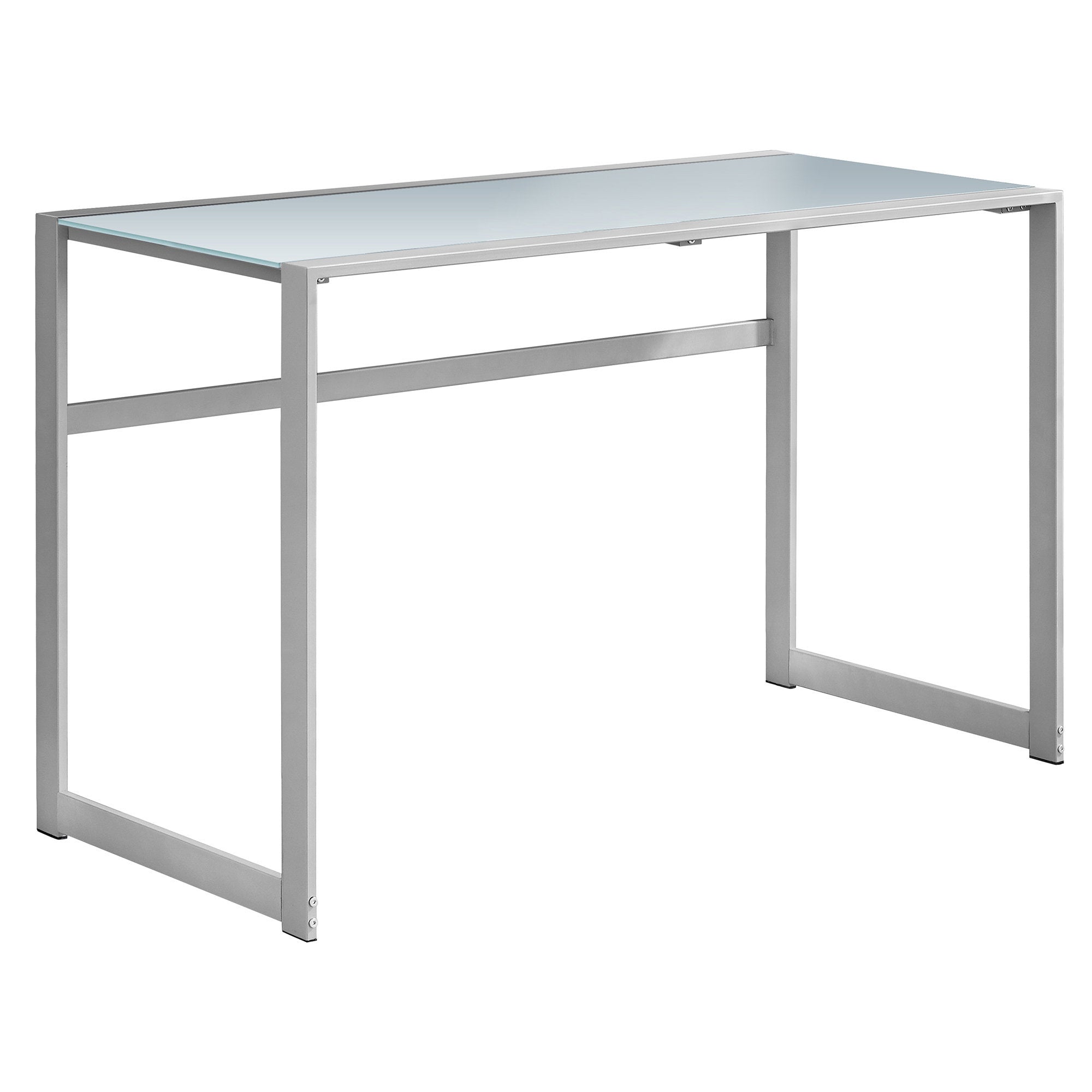 MN-557380    Computer Desk, Home Office, Laptop, Tempered Glass, 48"L, Metal, Tempered Glass, Grey, Frosted, Contemporary, Modern