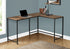 MN-J107391    Computer Desk ,L-Shaped, Corner, Metal Base, 58"L X 44"W,  Brown Reclaimed Wood-Look ,Black