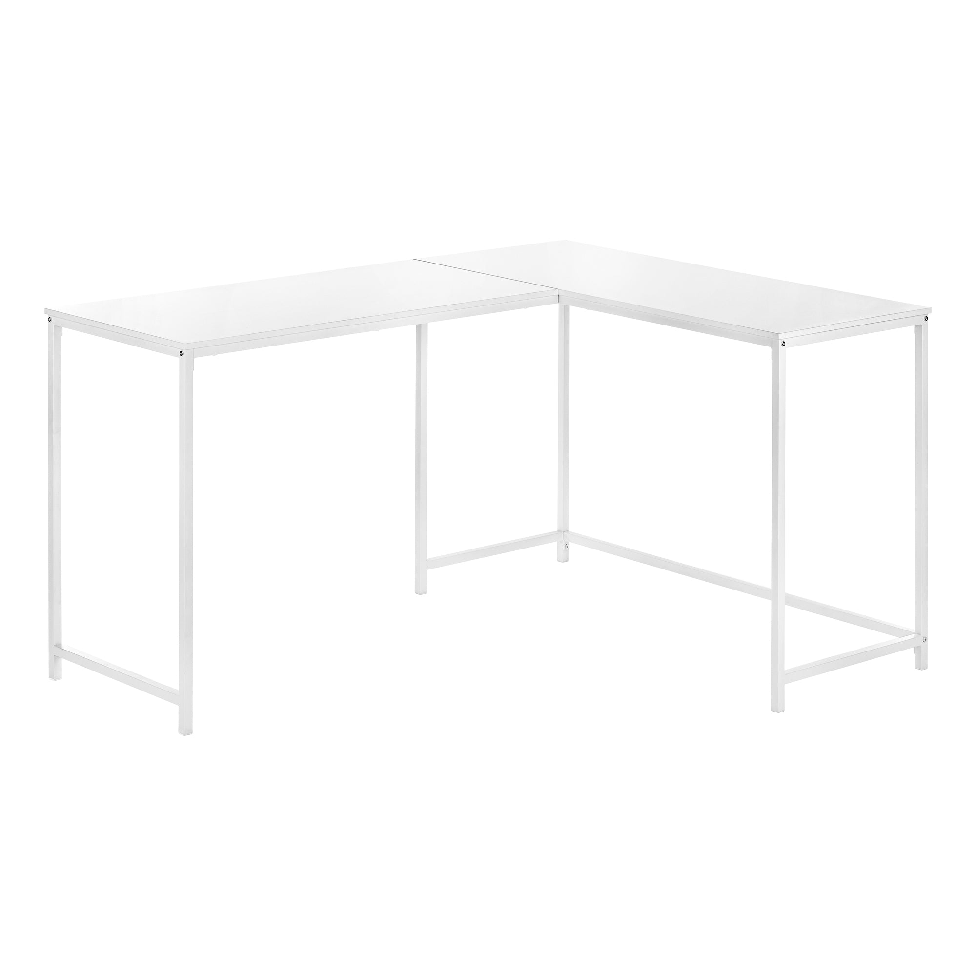 MN-J107395    Computer Desk - L-Shaped / Corner / Metal Base - 58"L X 44"W - White / White