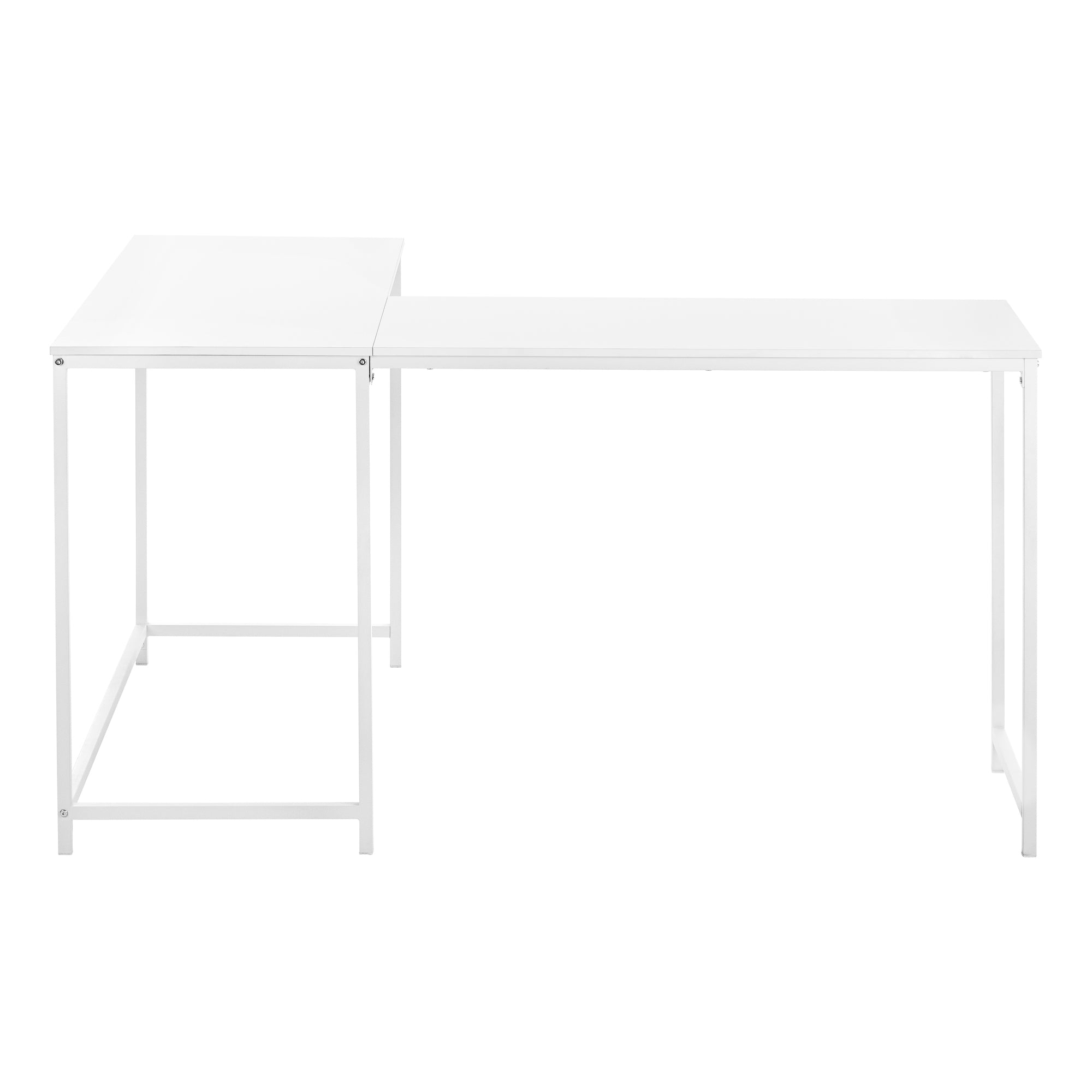 MN-J107395    Computer Desk - L-Shaped / Corner / Metal Base - 58"L X 44"W - White / White