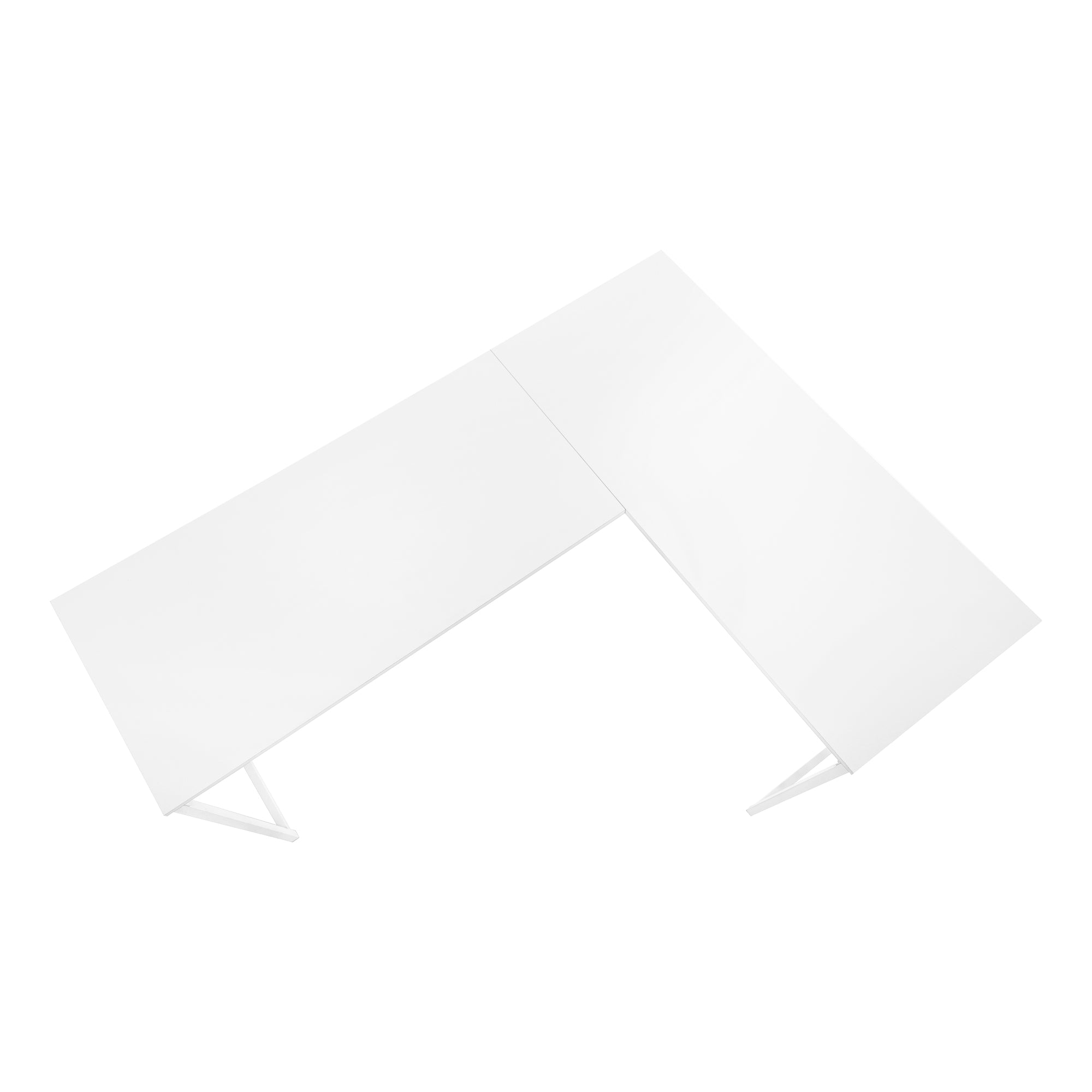 MN-J107395    Computer Desk - L-Shaped / Corner / Metal Base - 58"L X 44"W - White / White