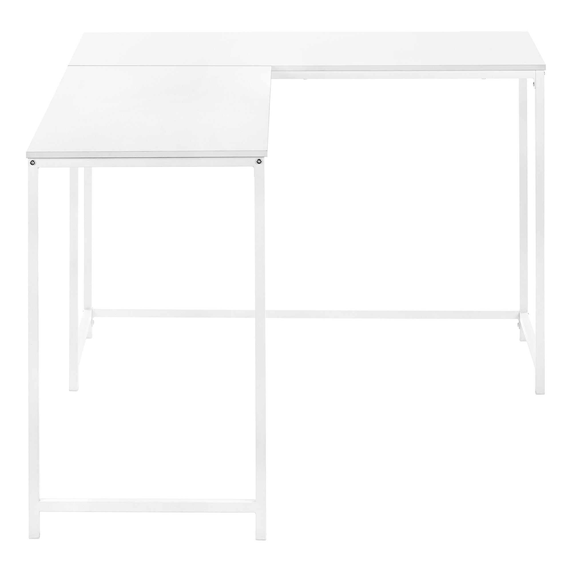 MN-J107395    Computer Desk - L-Shaped / Corner / Metal Base - 58"L X 44"W - White / White