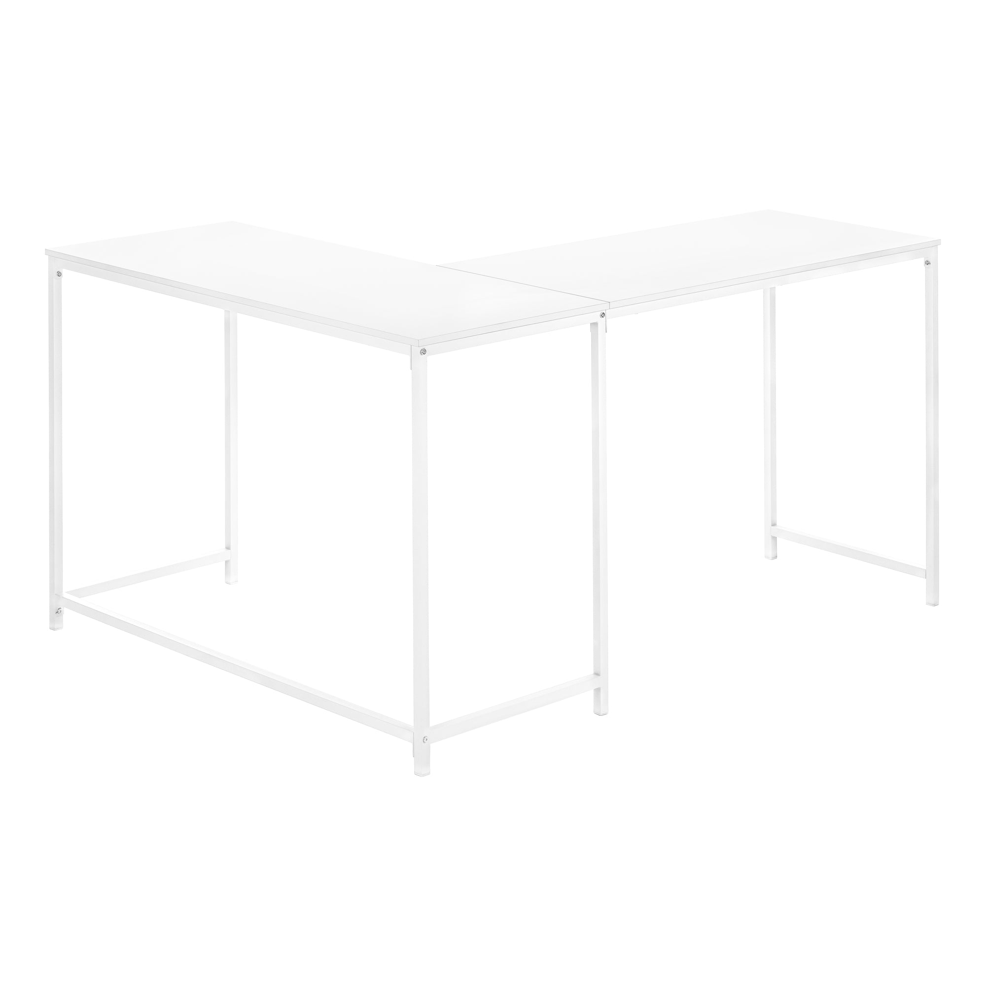 MN-J107395    Computer Desk - L-Shaped / Corner / Metal Base - 58"L X 44"W - White / White