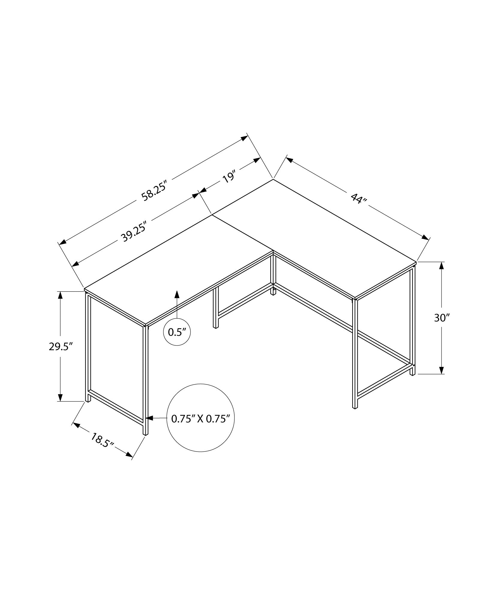 MN-J107395    Computer Desk - L-Shaped / Corner / Metal Base - 58"L X 44"W - White / White