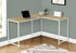 MN-137397    Computer Desk, Home Office, Corner, 58"L, L Shape, Work, Laptop, Natural Laminate, White Metal, Contemporary, Modern
