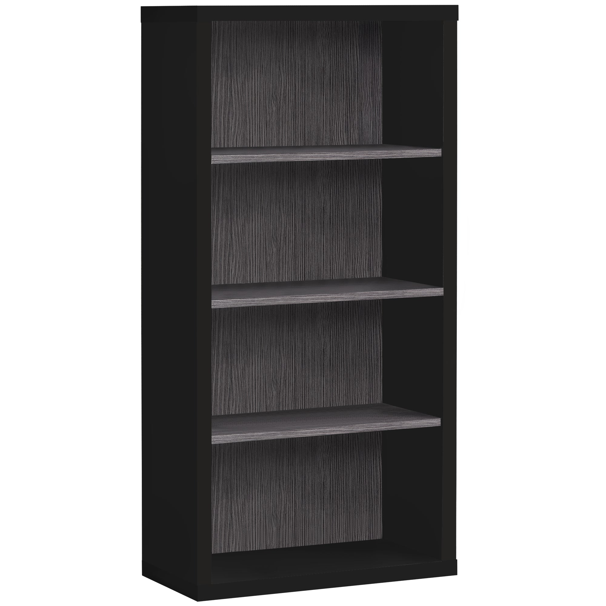 MN-737407    Bookshelf, Bookcase, Etagere, 5 Tier, Office, Bedroom, 48"H, Laminate, Black, Grey, Contemporary, Modern
