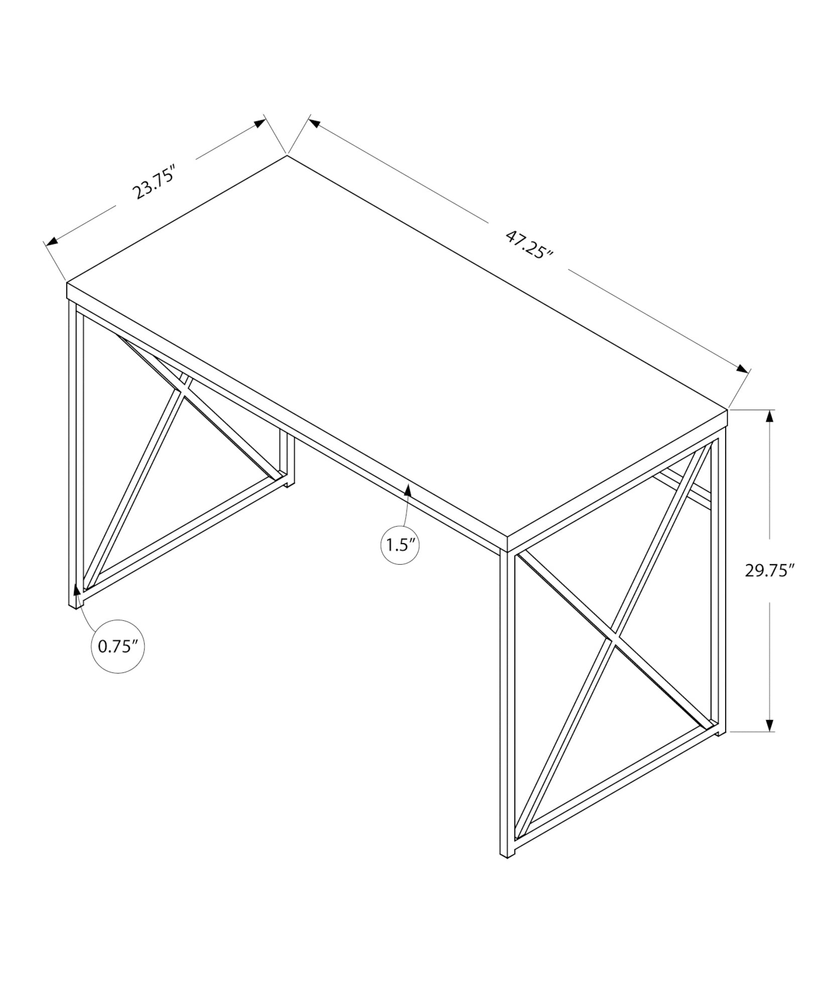 MN-197451    Computer Desk, Home Office, Laptop, Storage Drawers, Metal, Laminate, Grey Reclaimed Wood Look, Black, Contemporary, Modern