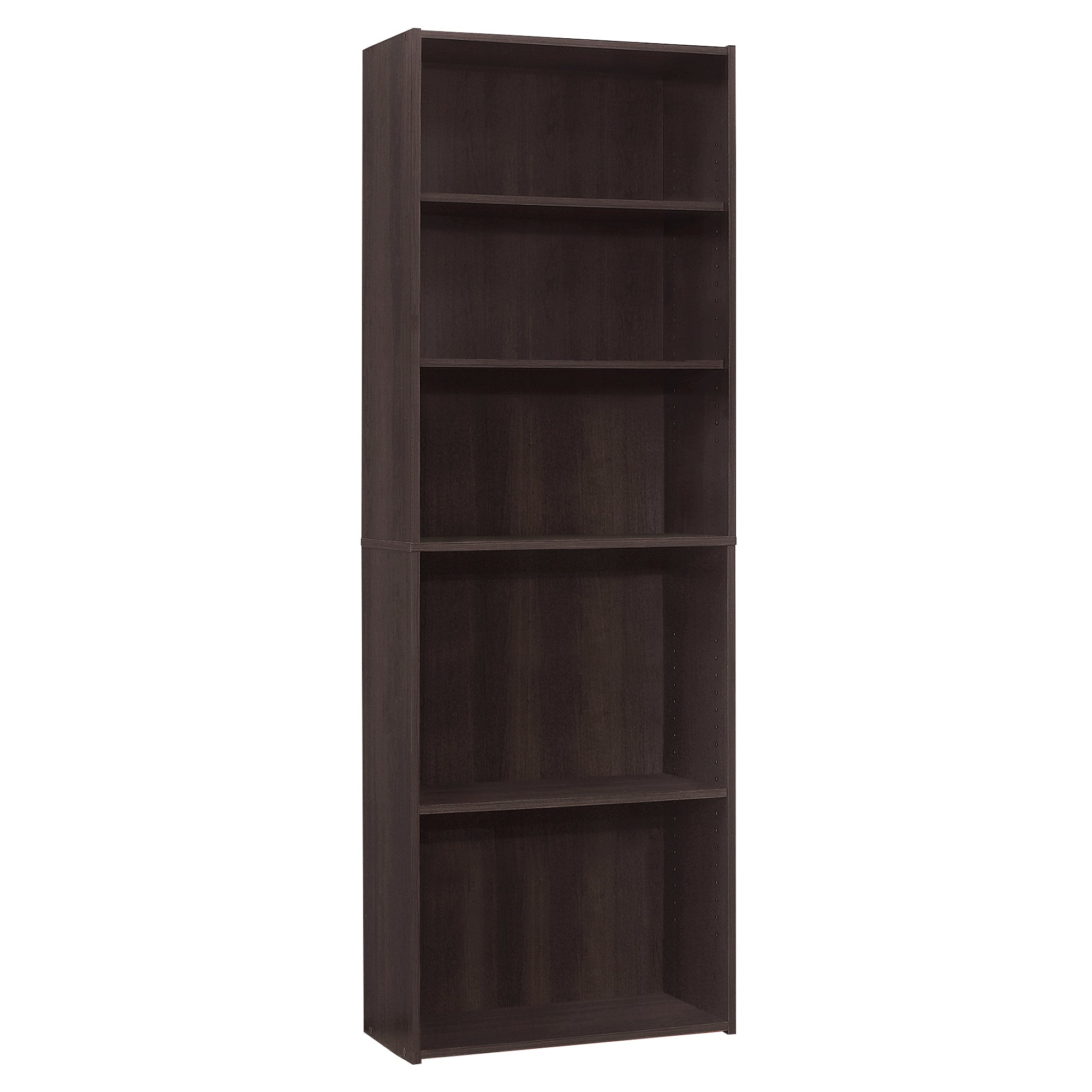 MN-287467    Bookshelf, Bookcase, 6 Tier, 72"H, Office, Bedroom, Laminate, Dark Brown, Contemporary, Modern, Transitional