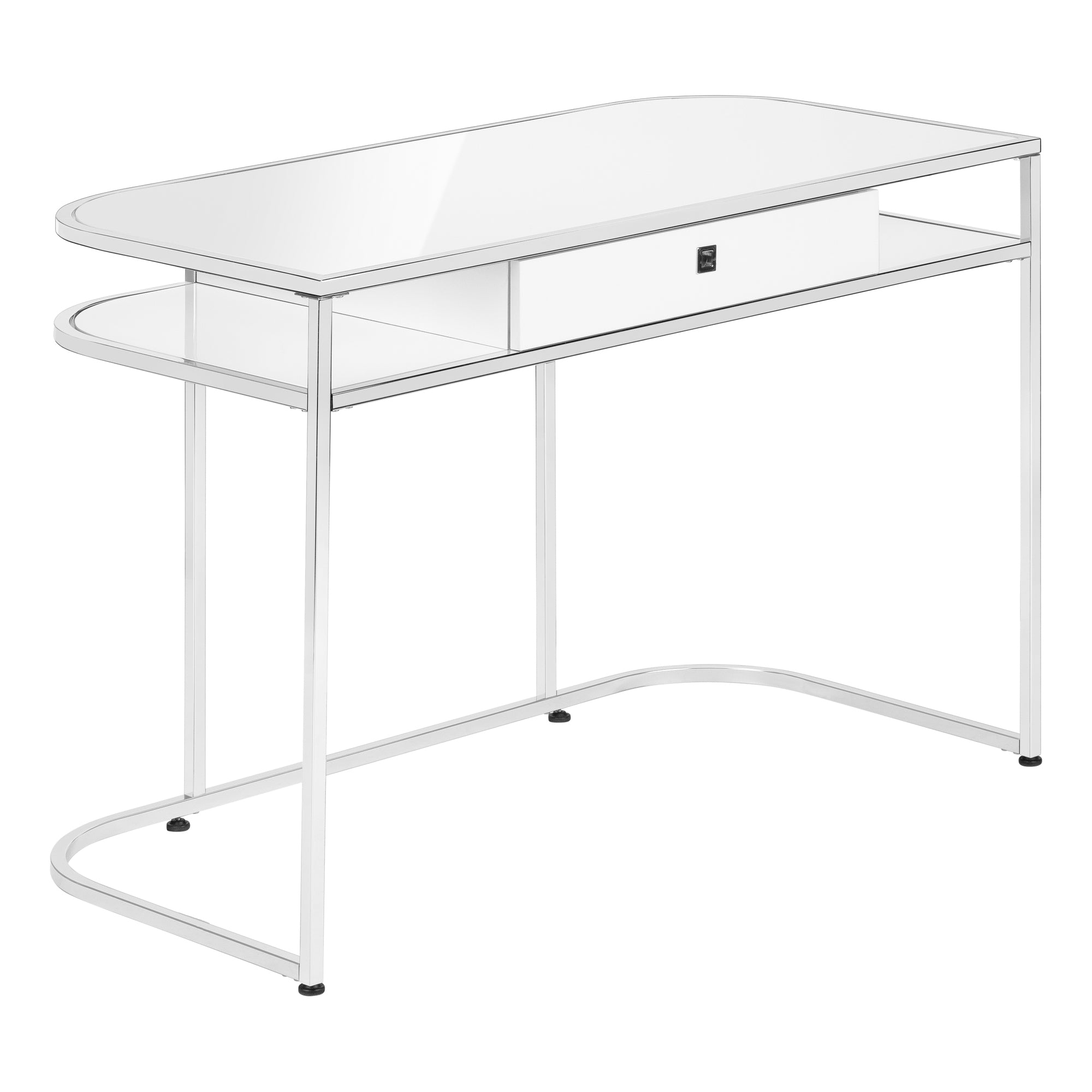MN-547520    Computer Desk, Home Office, Laptop, Storage Drawers, 48"L, Metal, Laminate, White, Contemporary, Glam, Modern