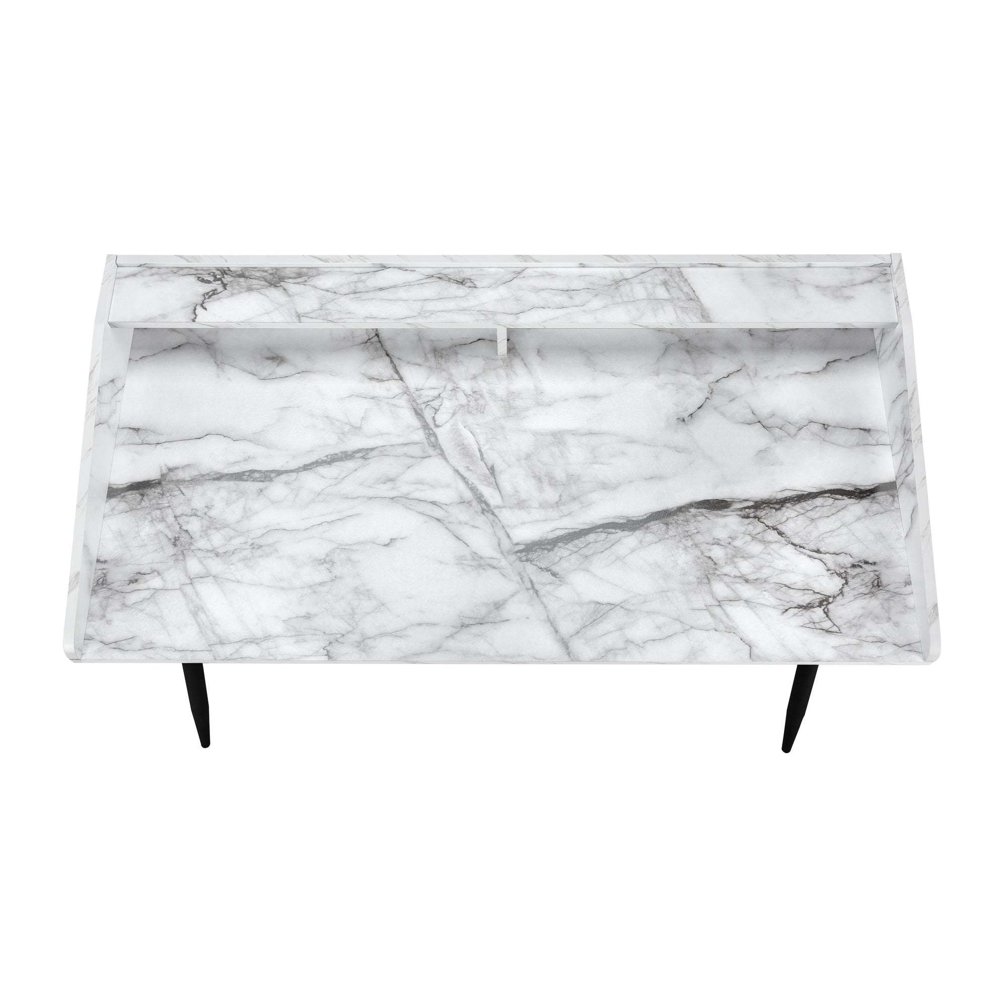 MN-707539    Computer Desk, Home Office, Laptop, Storage Shelves, 48"L, Metal Legs, Laminate, White Marble Look, Contemporary, Modern