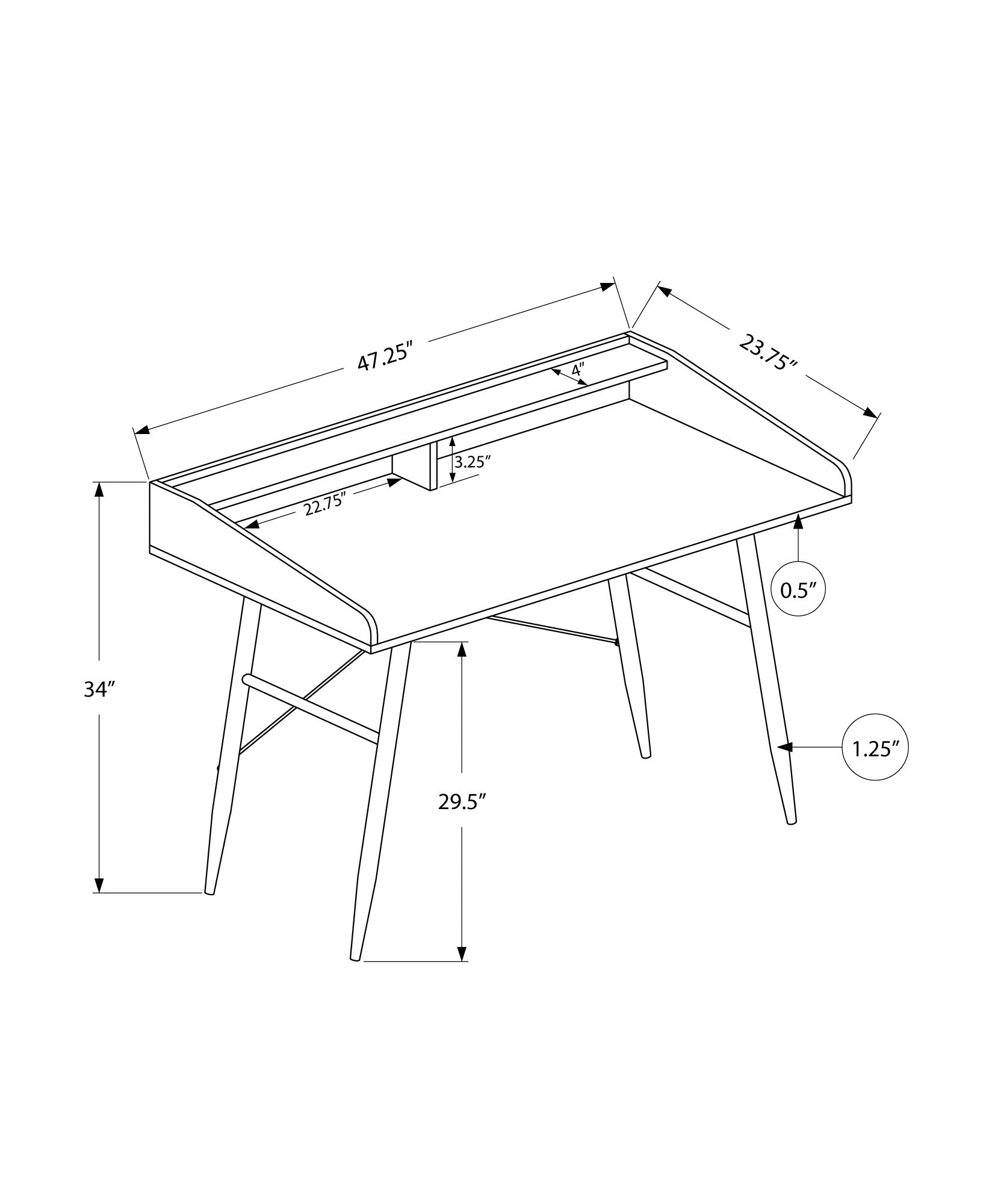 MN-717540    Computer Desk, Home Office, Laptop, Storage Shelves, 48"L, Metal Legs, Laminate, Grey Stone Look, Black, Contemporary, Modern