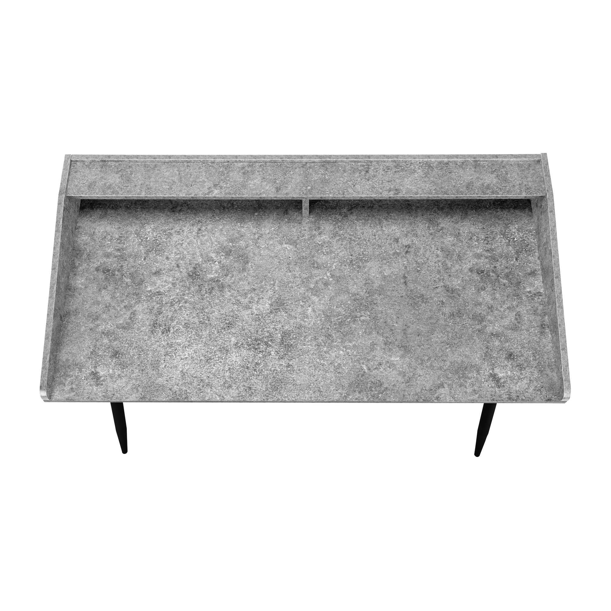 MN-717540    Computer Desk, Home Office, Laptop, Storage Shelves, 48"L, Metal Legs, Laminate, Grey Stone Look, Black, Contemporary, Modern