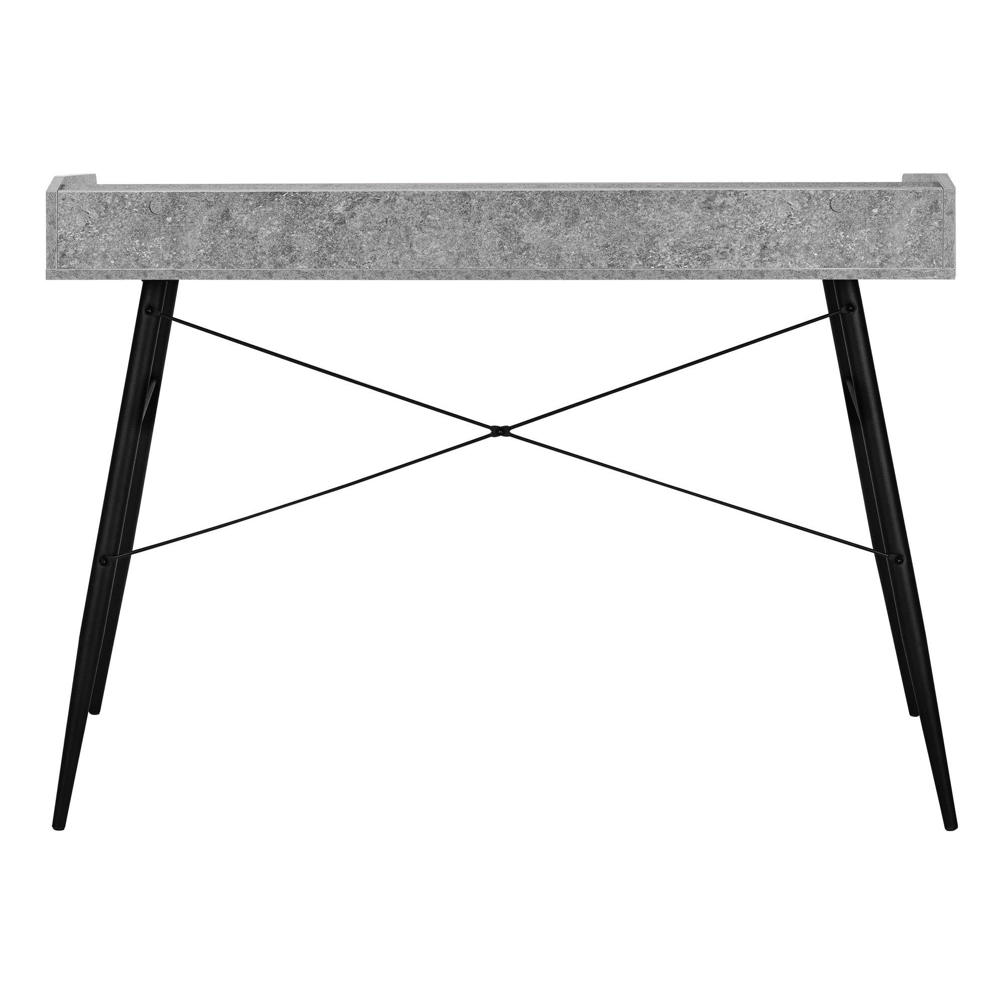 MN-717540    Computer Desk, Home Office, Laptop, Storage Shelves, 48"L, Metal Legs, Laminate, Grey Stone Look, Black, Contemporary, Modern