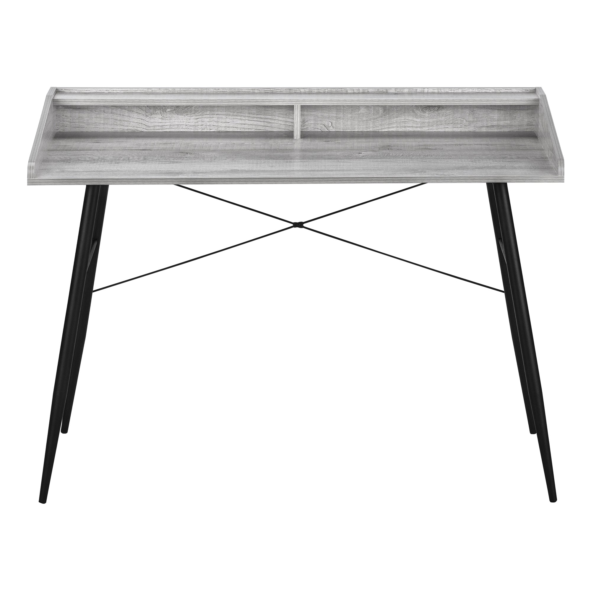 MN-727541    Computer Desk, Home Office, Laptop, Storage Shelves, 48"L, Metal Legs, Laminate, Grey, Black, Contemporary, Modern