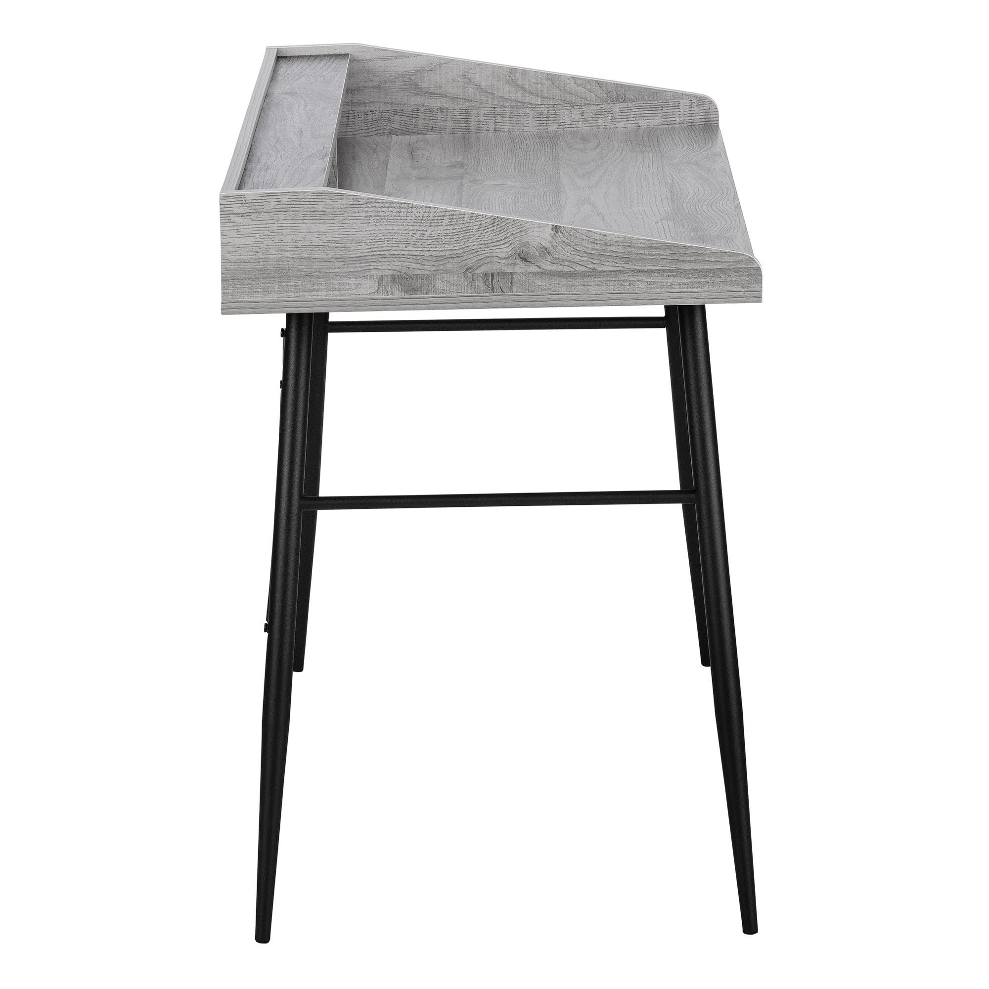 MN-727541    Computer Desk, Home Office, Laptop, Storage Shelves, 48"L, Metal Legs, Laminate, Grey, Black, Contemporary, Modern