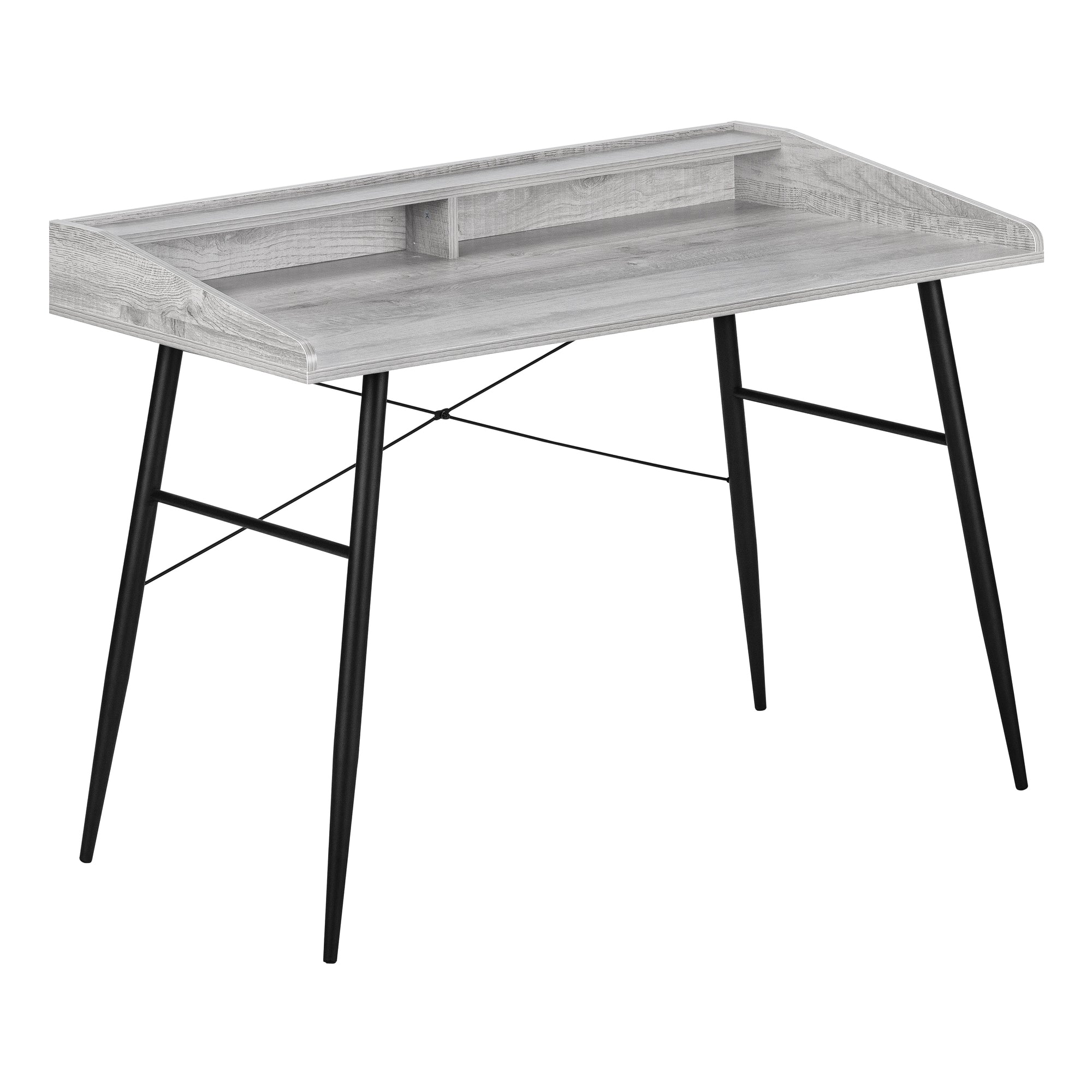 MN-727541    Computer Desk, Home Office, Laptop, Storage Shelves, 48"L, Metal Legs, Laminate, Grey, Black, Contemporary, Modern