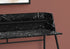 MN-757544    Computer Desk - Small Hutch / 1 Shelf / Trapezoid-Shaped Legs - 48"L - Black Marble-Look / Black