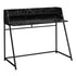 MN-757544    Computer Desk - Small Hutch / 1 Shelf / Trapezoid-Shaped Legs - 48"L - Black Marble-Look / Black