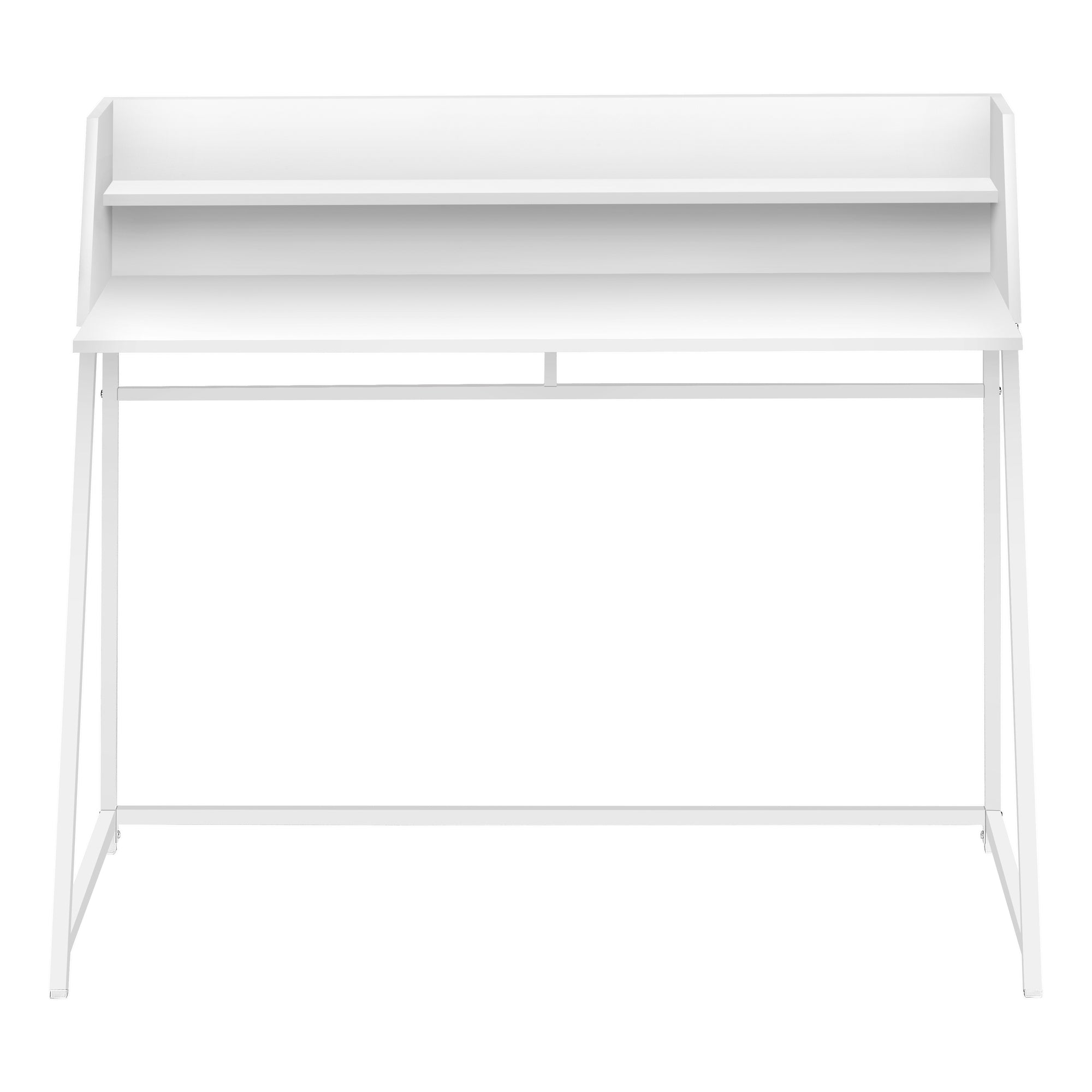 MN-767545    Computer Desk, Home Office, Laptop, Storage Shelves, 48"L, Metal Legs, Laminate, White, Contemporary, Modern