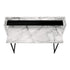 MN-807549    Computer Desk - Small Hutch / 1 Shelf / Trapezoid-Shaped Legs - 48"L - White Marble-Look / Black