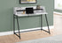 MN-807549    Computer Desk - Small Hutch / 1 Shelf / Trapezoid-Shaped Legs - 48"L - White Marble-Look / Black