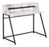 MN-807549    Computer Desk - Small Hutch / 1 Shelf / Trapezoid-Shaped Legs - 48"L - White Marble-Look / Black