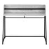 MN-827551    Computer Desk - Small Hutch / 1 Shelf / Trapezoid-Shaped Legs - 48"L - Grey Wood-Look / Black