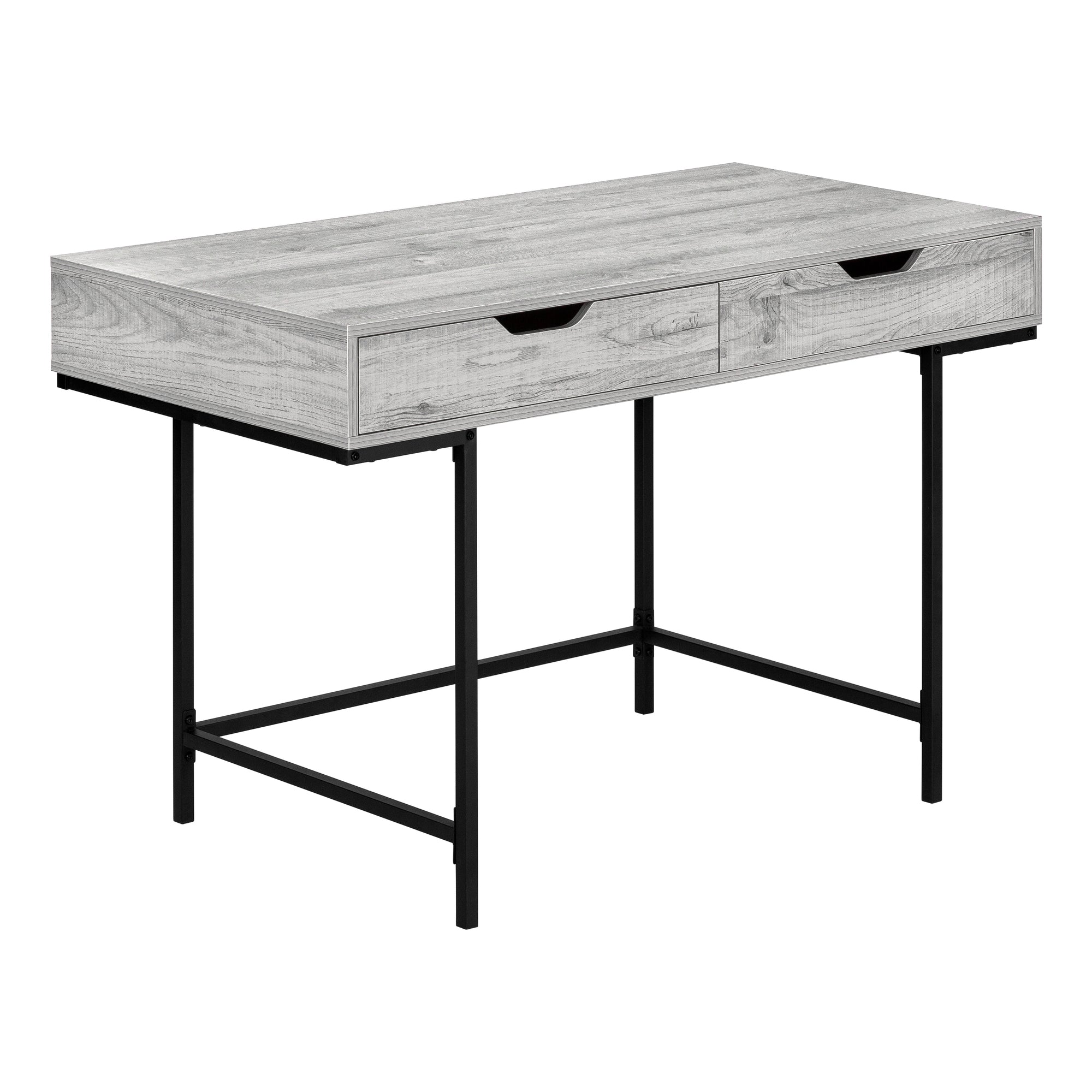 MN-847553    Computer Desk, Home Office, Laptop, Storage Drawers, 48"L, Metal Legs, Laminate, Grey, Black, Contemporary, Modern