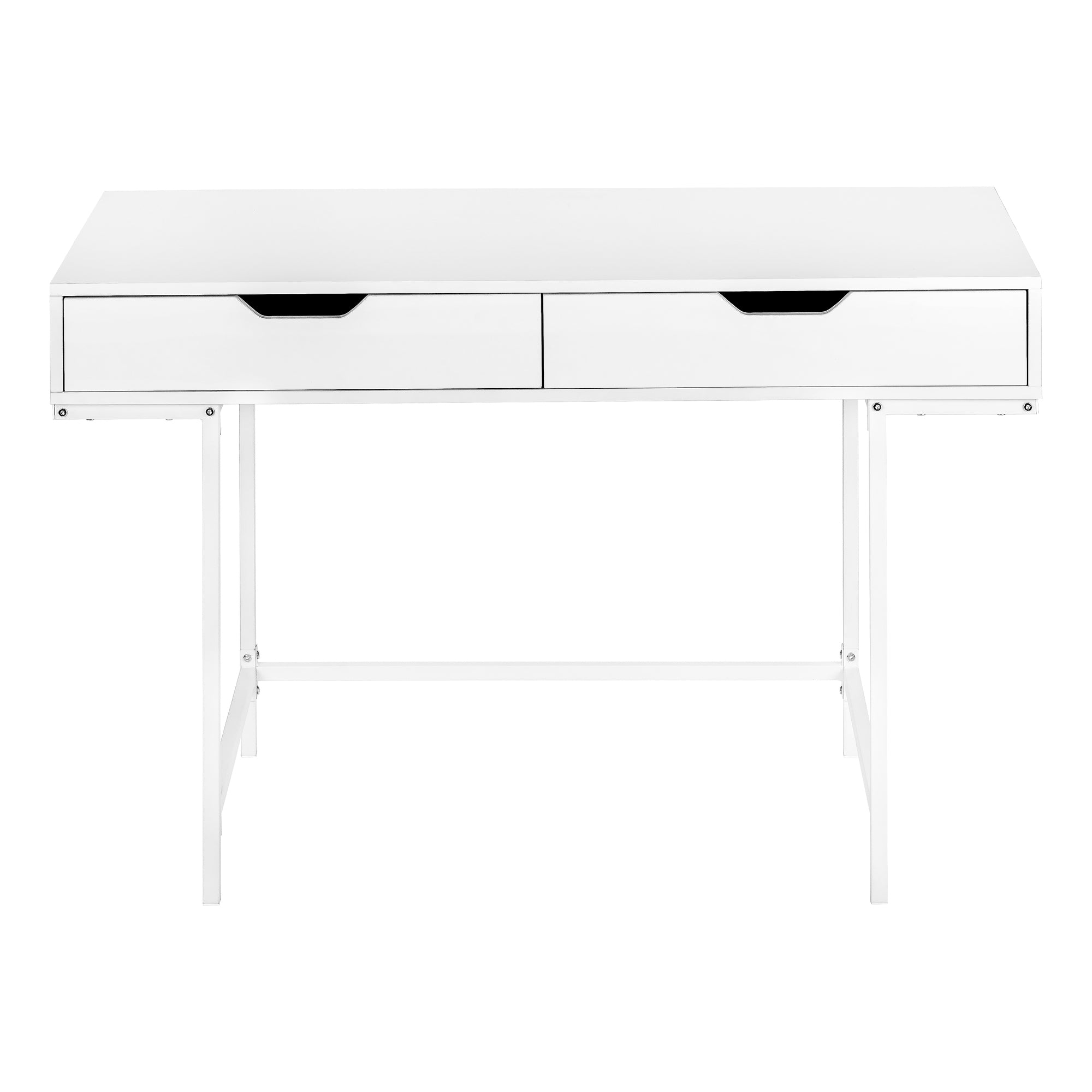 MN-857554    Computer Desk - 2 Storage Drawers / Recessed Metal Legs - 48"L - White / White