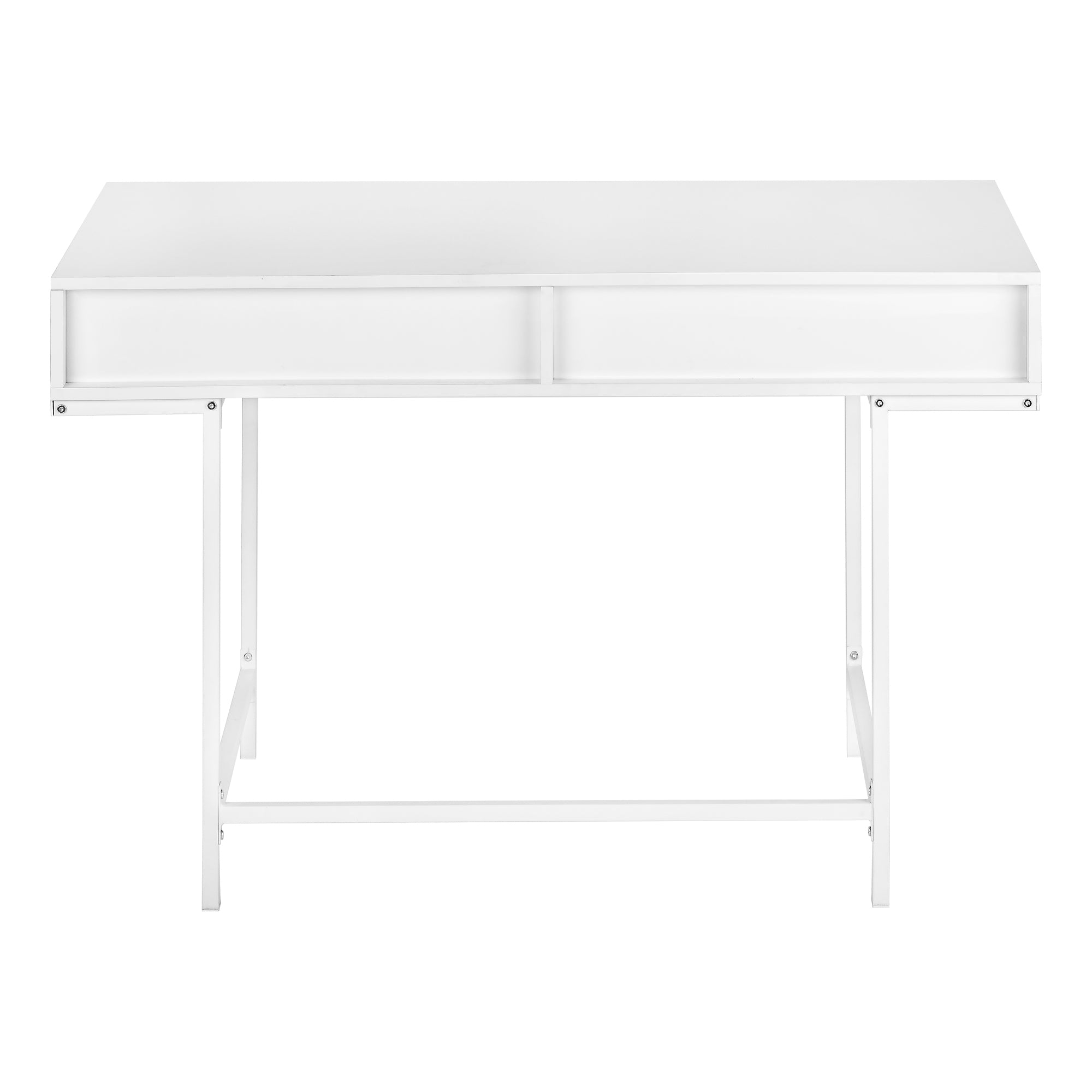 MN-857554    Computer Desk - 2 Storage Drawers / Recessed Metal Legs - 48"L - White / White