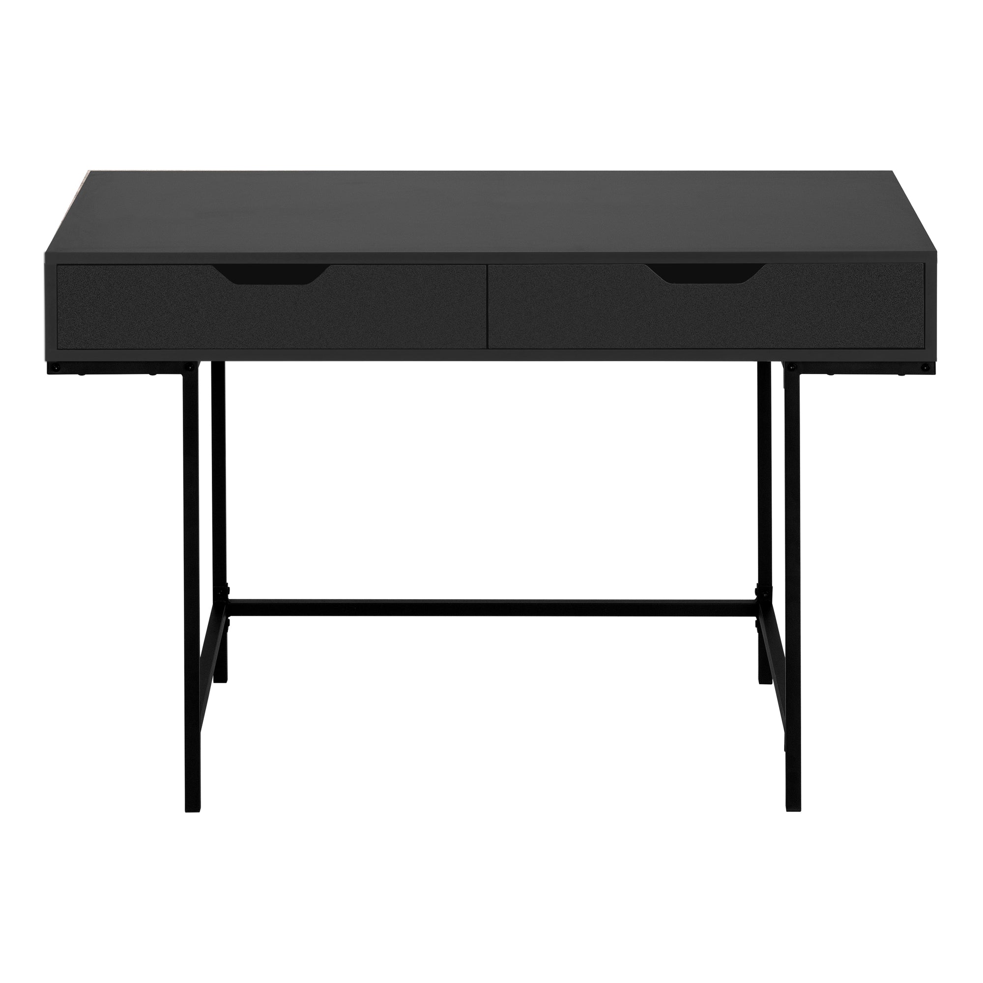 MN-877556    Computer Desk - 2 Storage Drawers / Recessed Metal Legs - 48"L - Black / Black