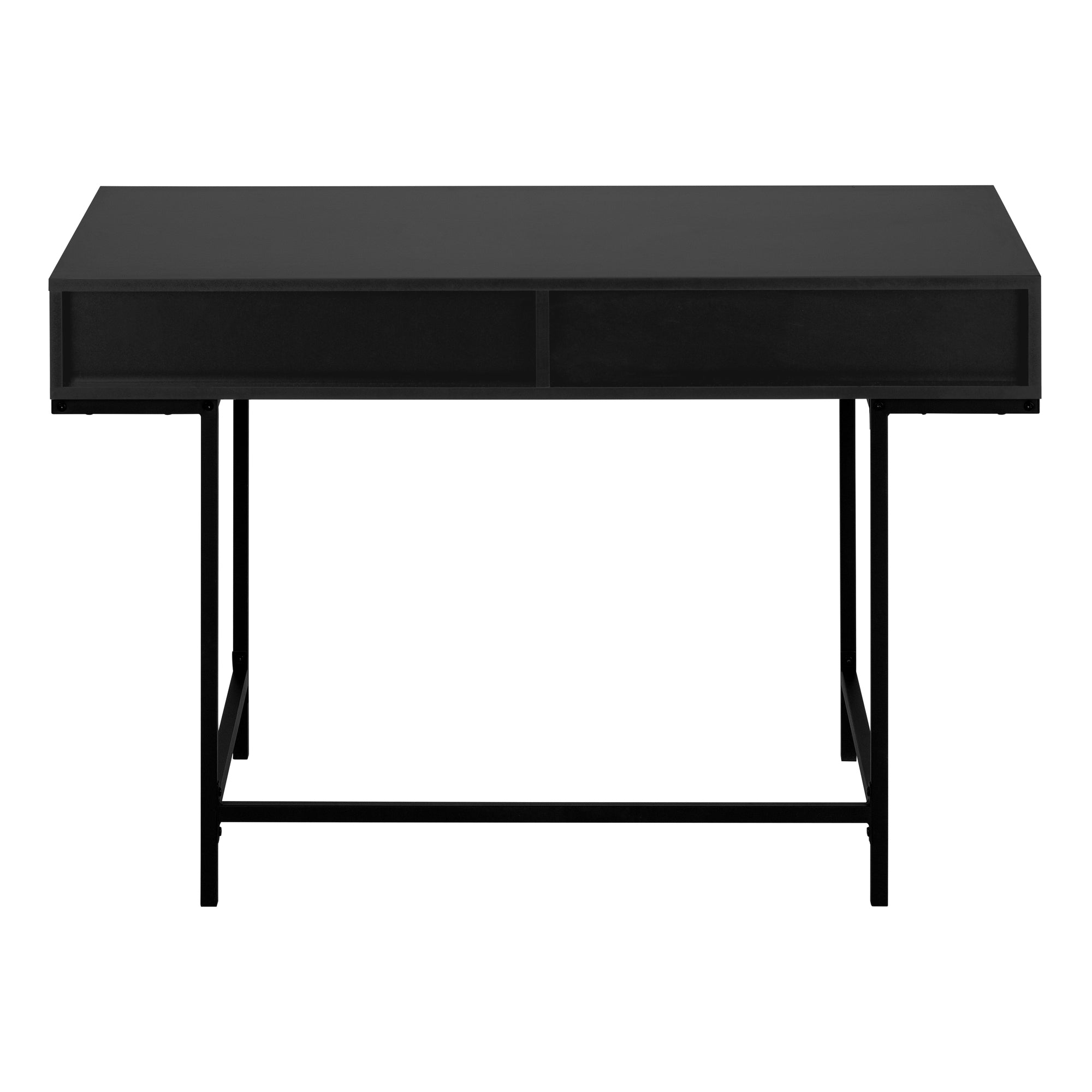 MN-877556    Computer Desk - 2 Storage Drawers / Recessed Metal Legs - 48"L - Black / Black