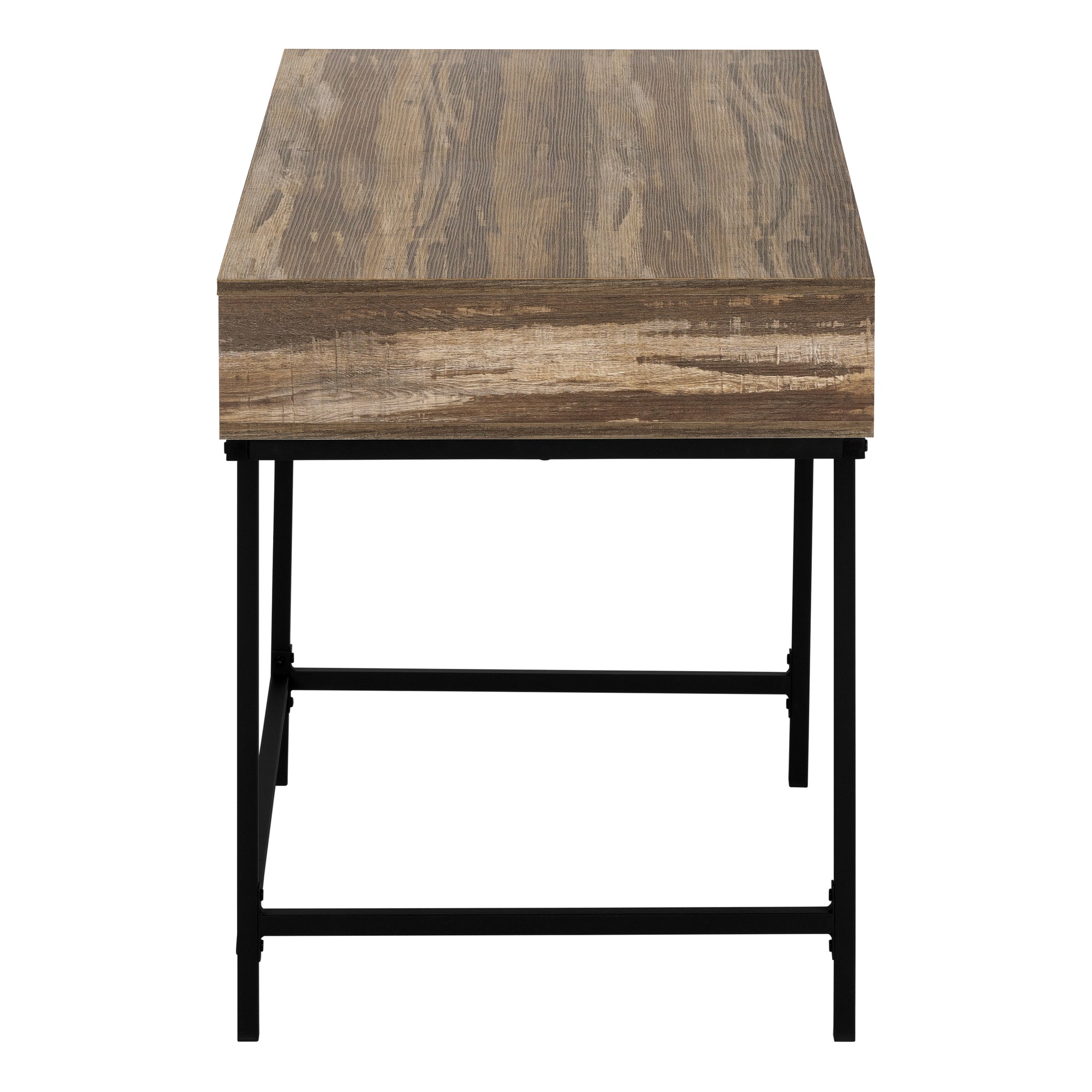 MN-887557    Computer Desk - 2 Storage Drawers / Recessed Metal Legs - 48"L - Brown Reclaimed Wood-Look / Black