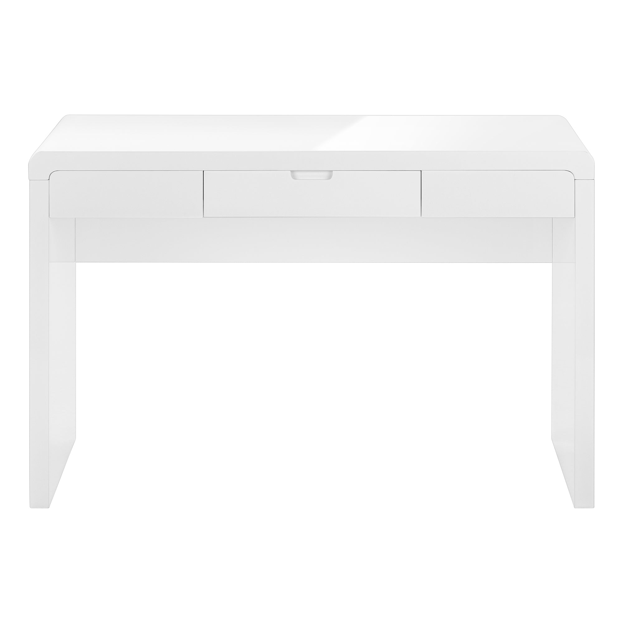 MN-987580    Computer Desk, Home Office, Laptop, Storage Drawers, 48"L, Metal, Laminate, Glossy White, Glam, Modern