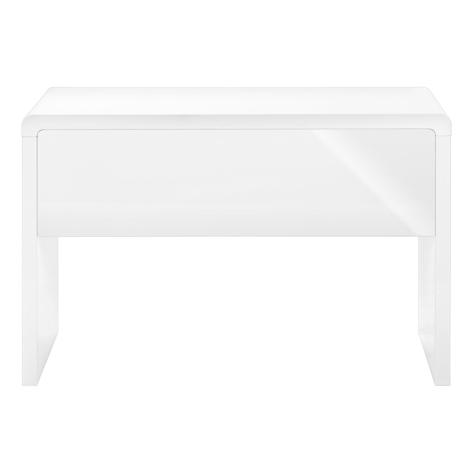 MN-987580    Computer Desk, Home Office, Laptop, Storage Drawers, 48"L, Metal, Laminate, Glossy White, Glam, Modern