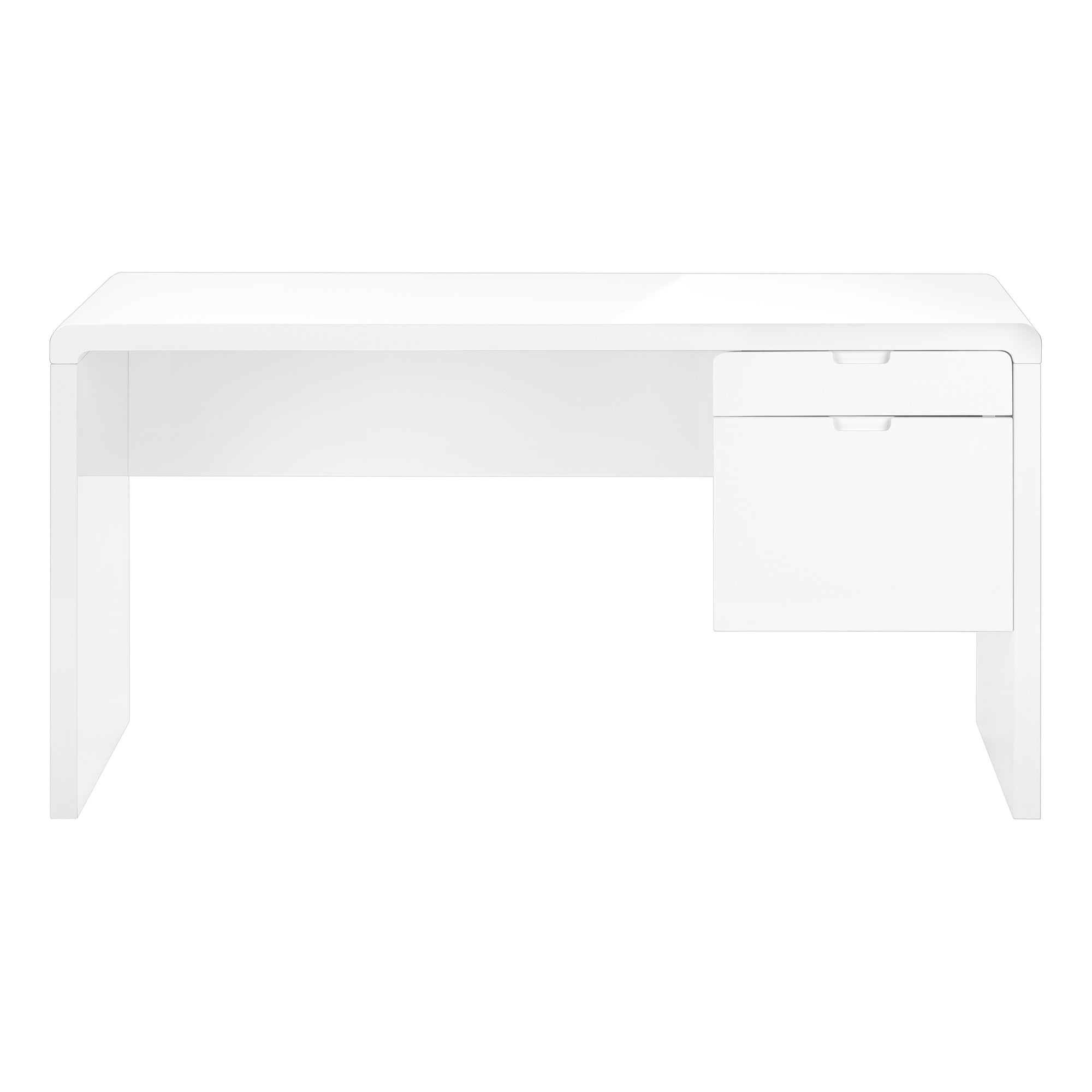 MN-997581    Computer Desk, Home Office, Laptop, Left, Right Set-Up, Storage Drawers, 60"L, Metal, Laminate, Glossy White, Glam, Modern