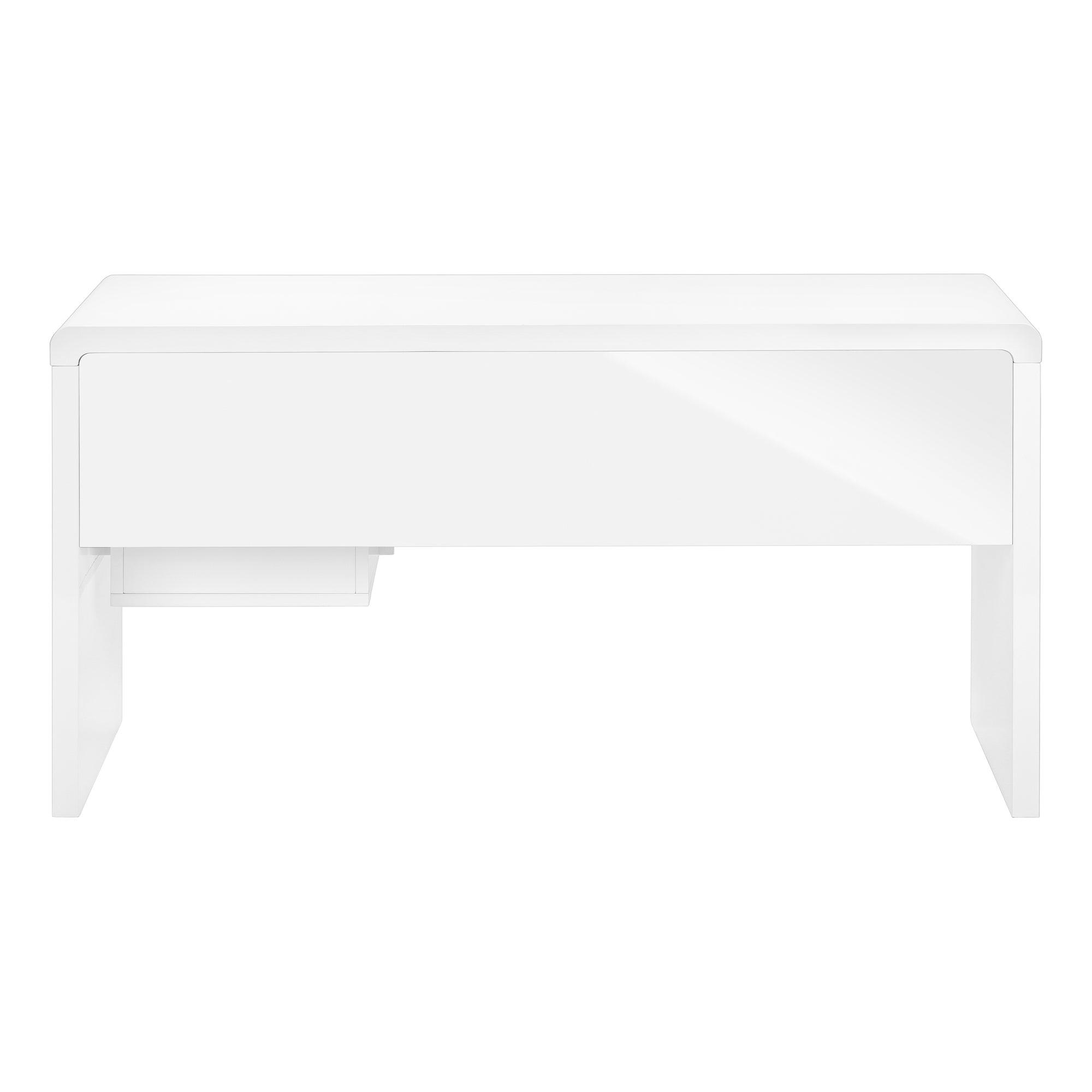 MN-997581    Computer Desk, Home Office, Laptop, Left, Right Set-Up, Storage Drawers, 60"L, Metal, Laminate, Glossy White, Glam, Modern