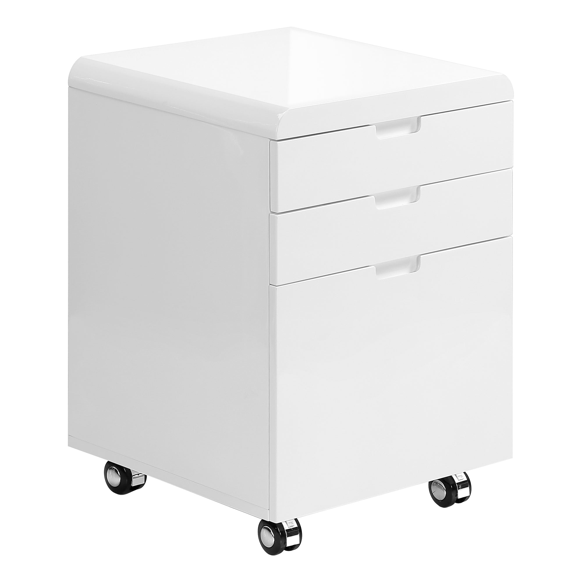 MN-117583    Filing Cabinet - 3 Drawers / White Gloss / Castors