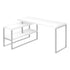 MN-127585    Computer Desk, Home Office, Corner, Left, Right Set-Up, Storage Shelves, 60"L, L Shape, Metal Legs, Laminate, White, Contemporary, Modern