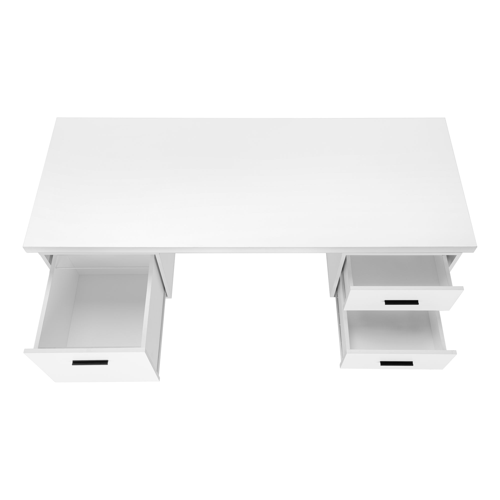 MN-427631    Computer Desk, Home Office, Laptop, Left, Right Set-Up, Storage Drawers, 60"L, Metal, Laminate, White, Black, Contemporary, Modern