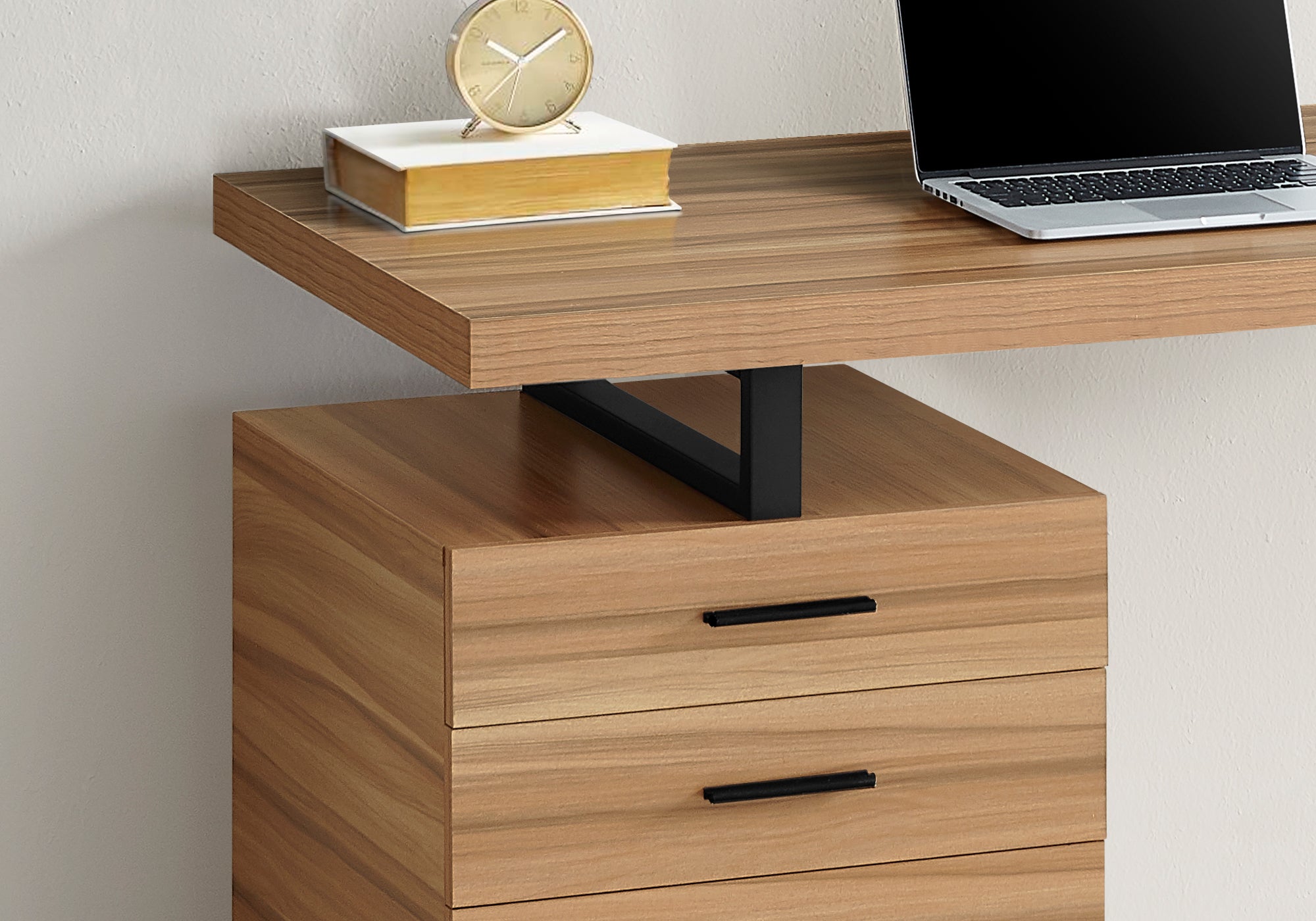 MN-487642    Computer Desk, Home Office, Laptop, Left, Right Set-Up, Storage Drawers, 48"L, Metal, Laminate, Light Reclaimed Wood, Black, Contemporary, Modern