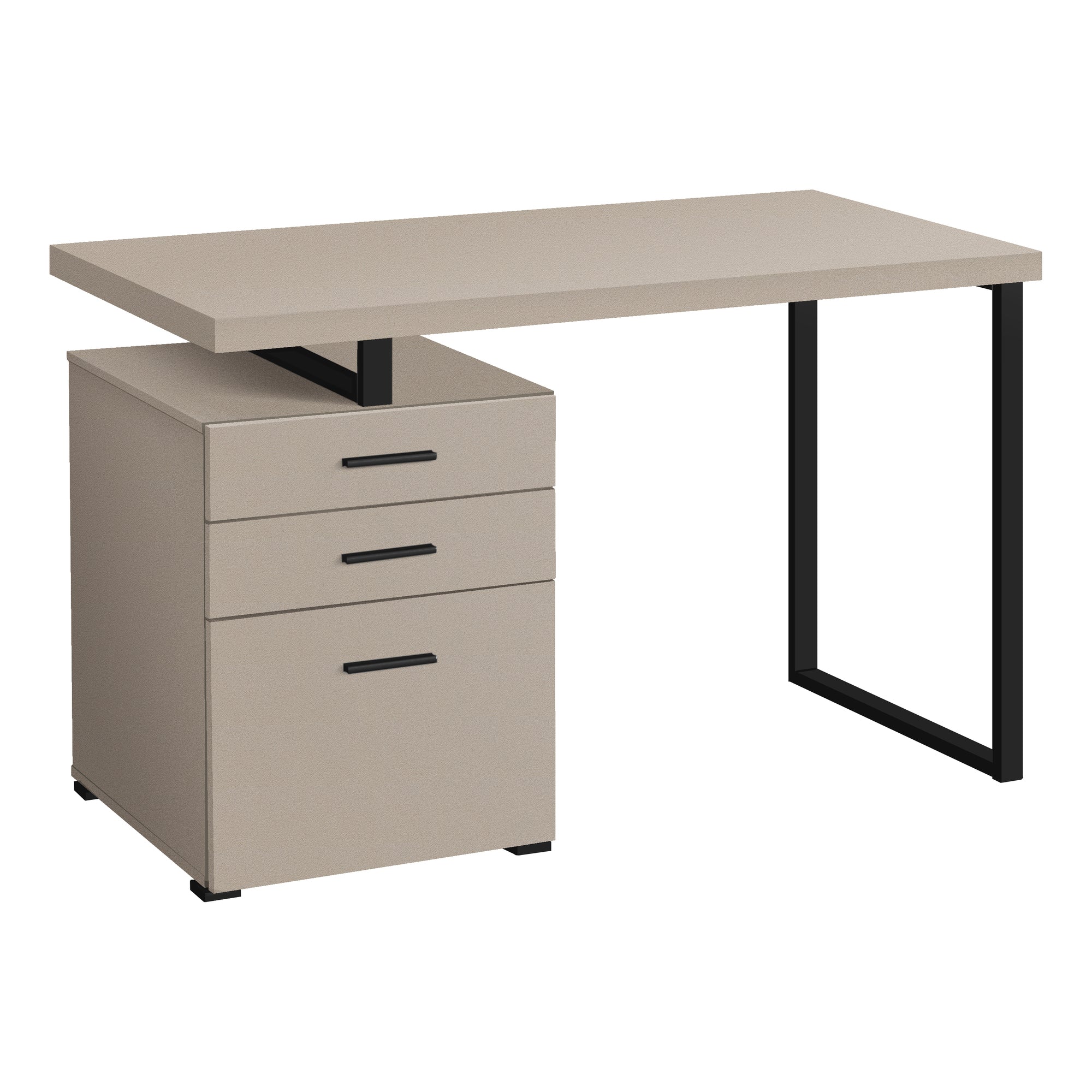 MN-507644    Computer Desk, Home Office, Laptop, Left, Right Set-Up, Storage Drawers, 48"L, Metal, Laminate, Taupe, Black, Contemporary, Modern